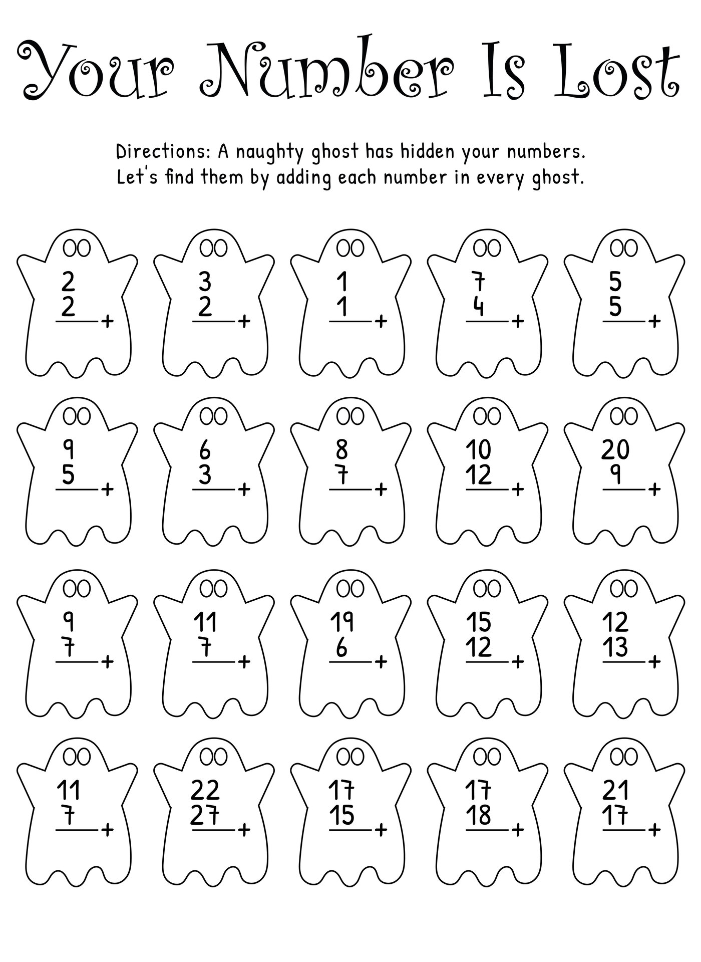 Ghost-Themed Math Worksheets