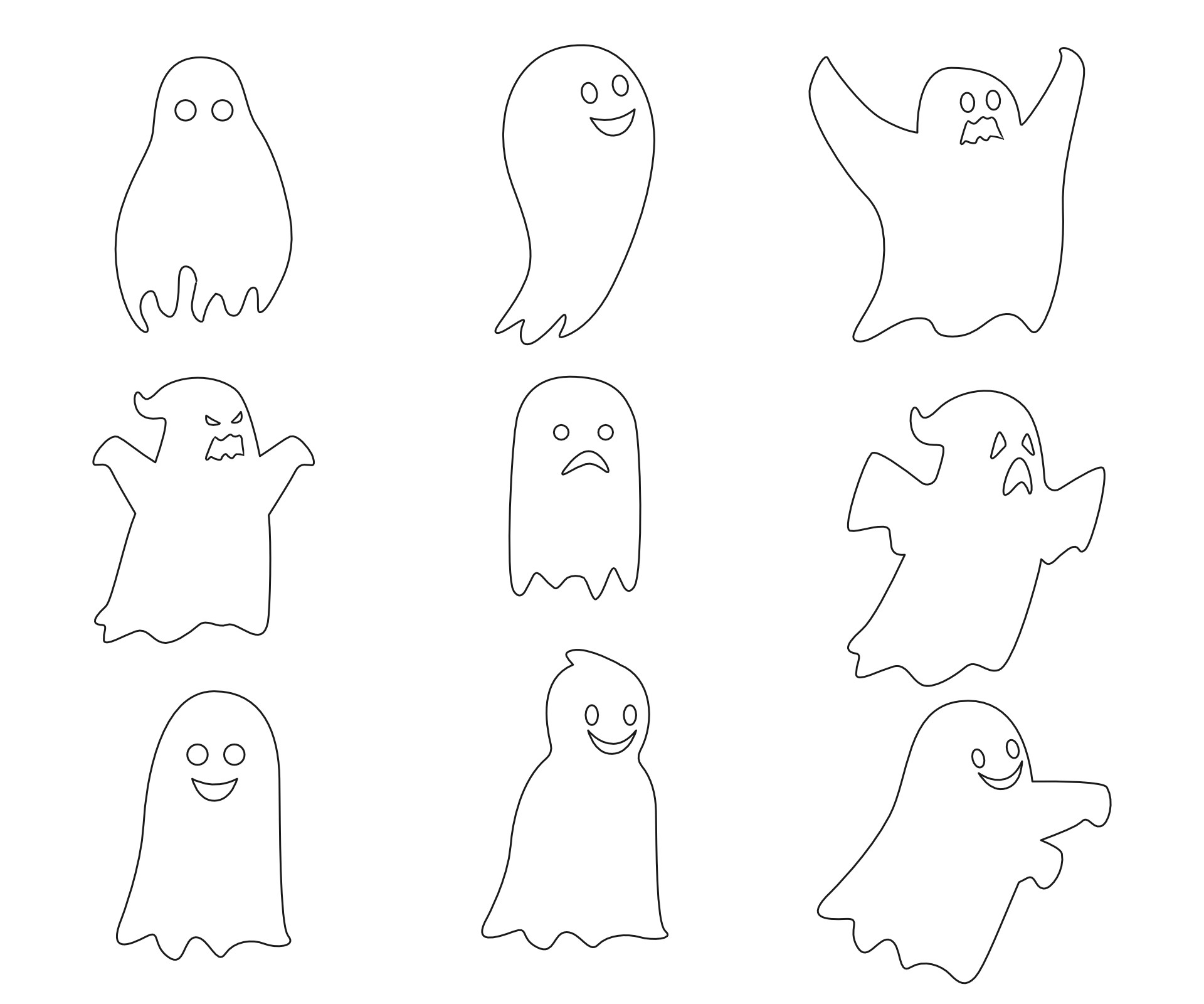 Halloween Craft Printable Ghost Shapes