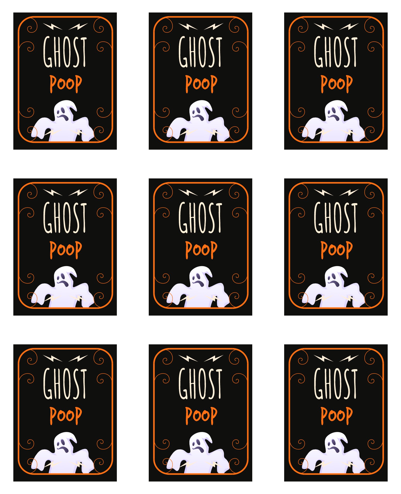 Halloween Ghost Poop Printable Labels