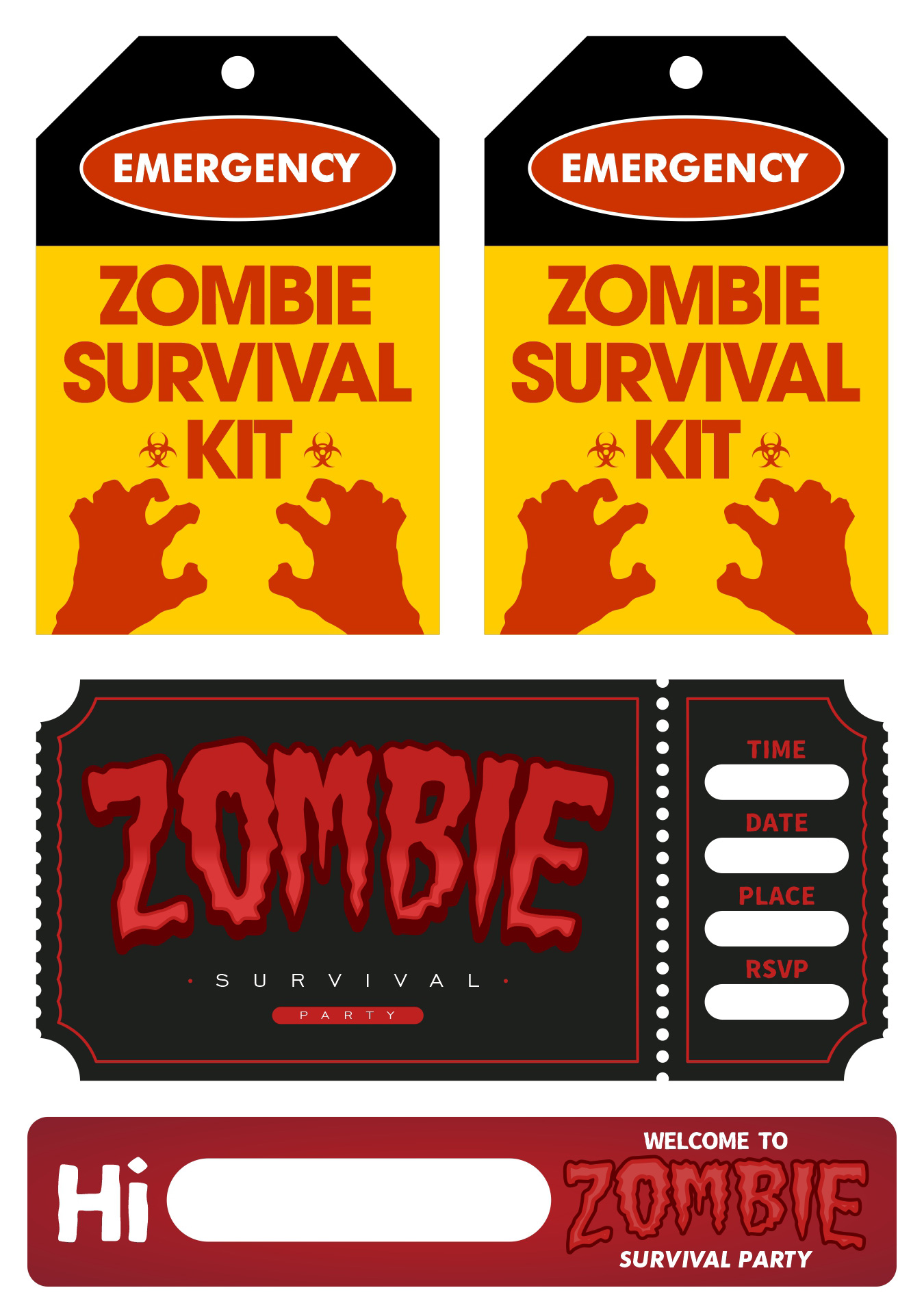 Halloween Zombie Survival Tags