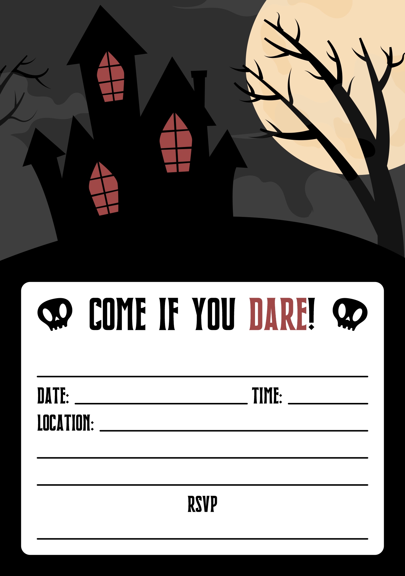 Haunted House Printable Invitations for Halloween Party