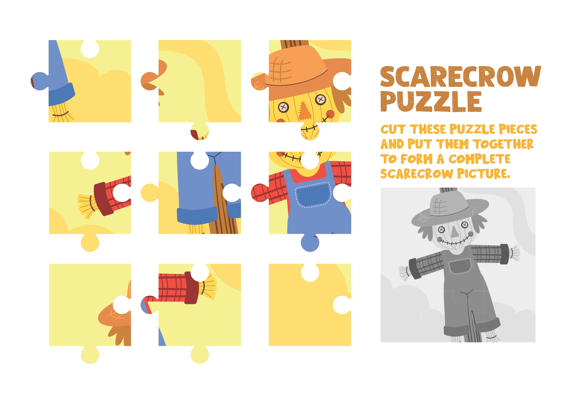 Kids Printable Scarecrow Puzzles