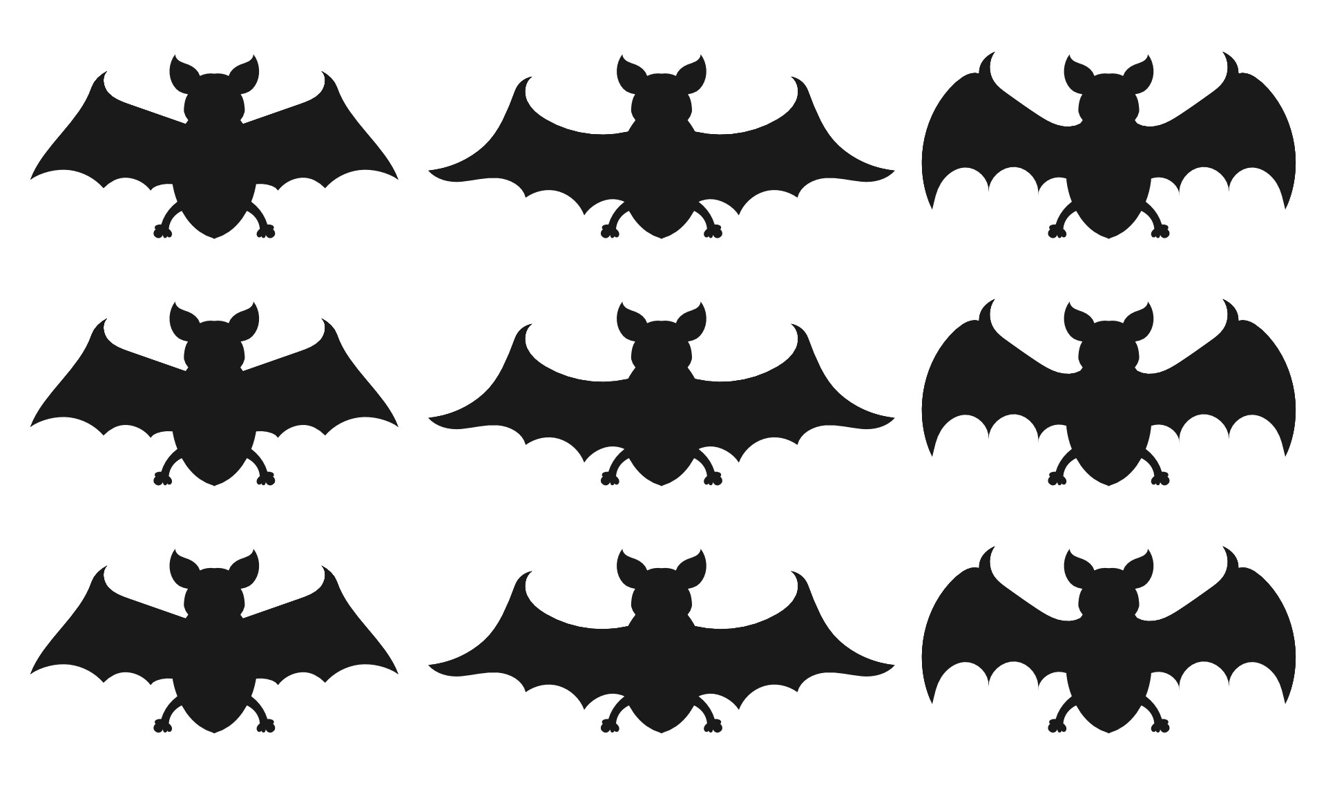 Large Bat Outlines for Halloween Decor