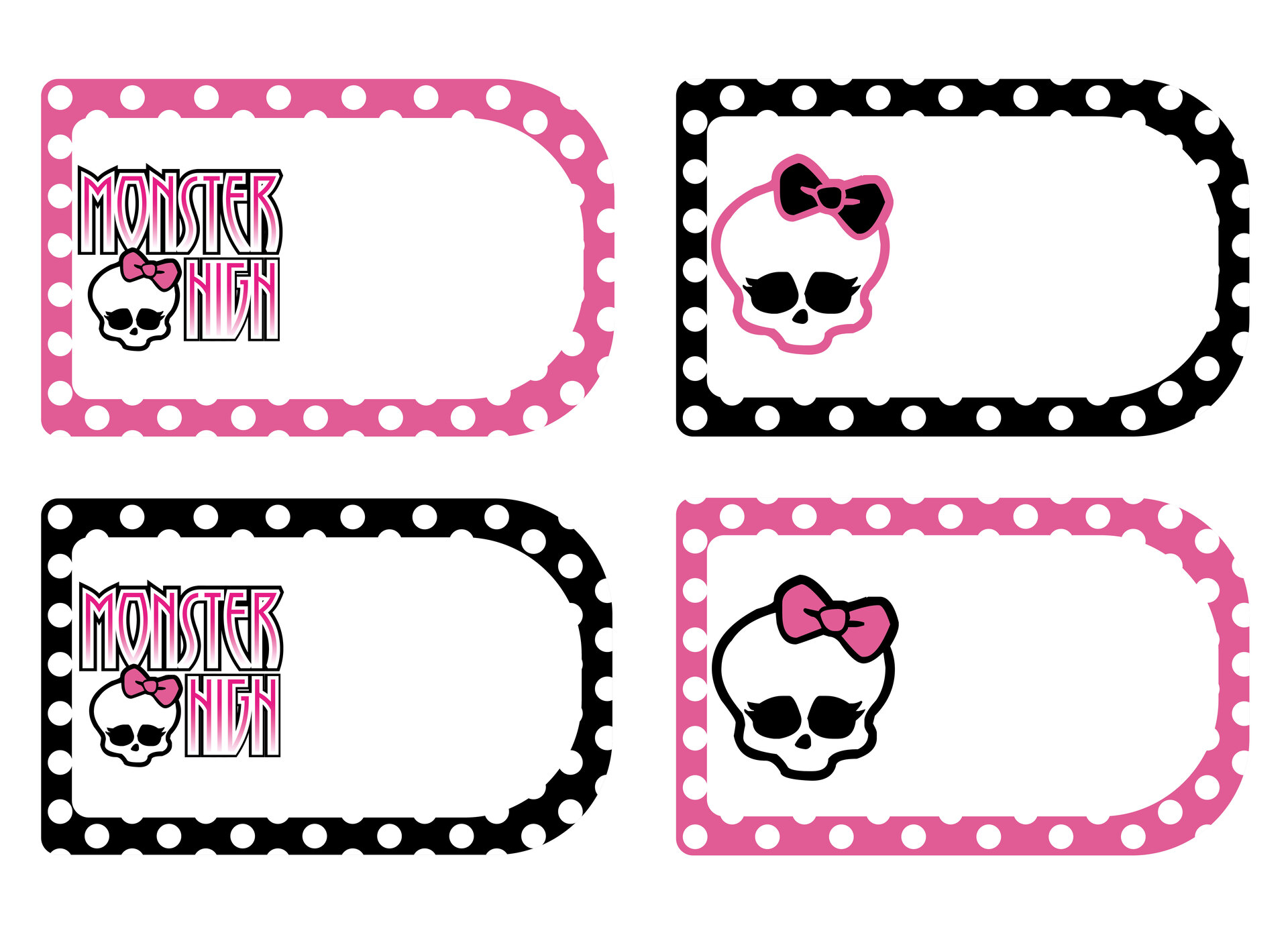 Monster High Party Favor Tags