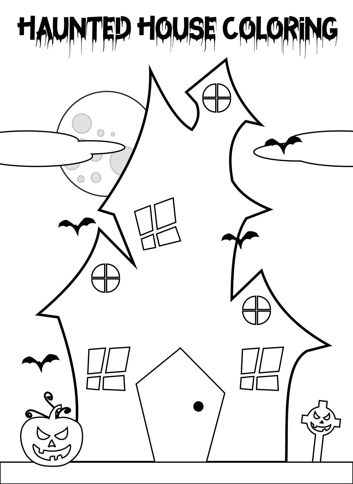 Old Haunted House Scene Coloring Pages