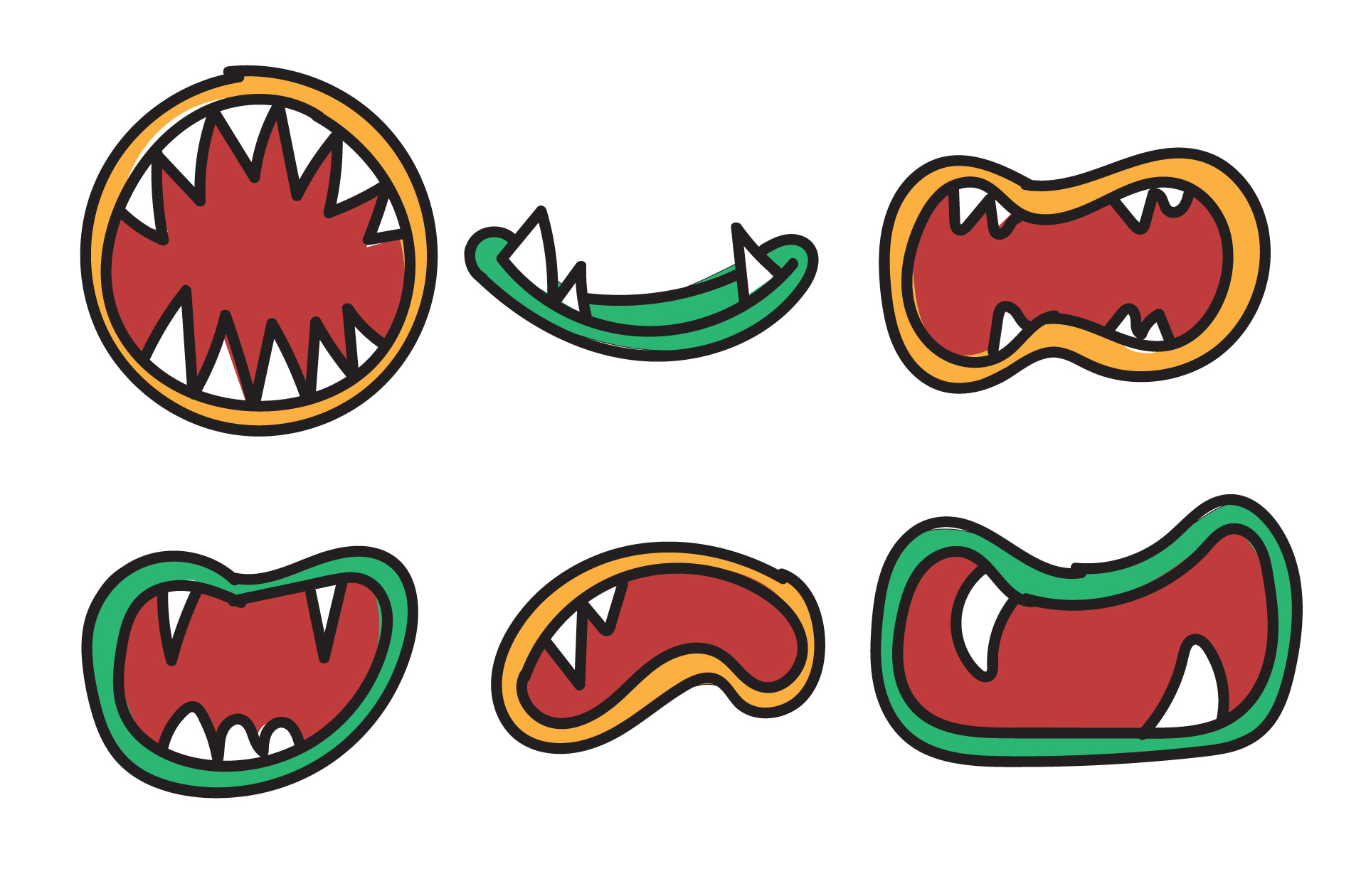 Printable Cartoon Monster Mouths for Halloween