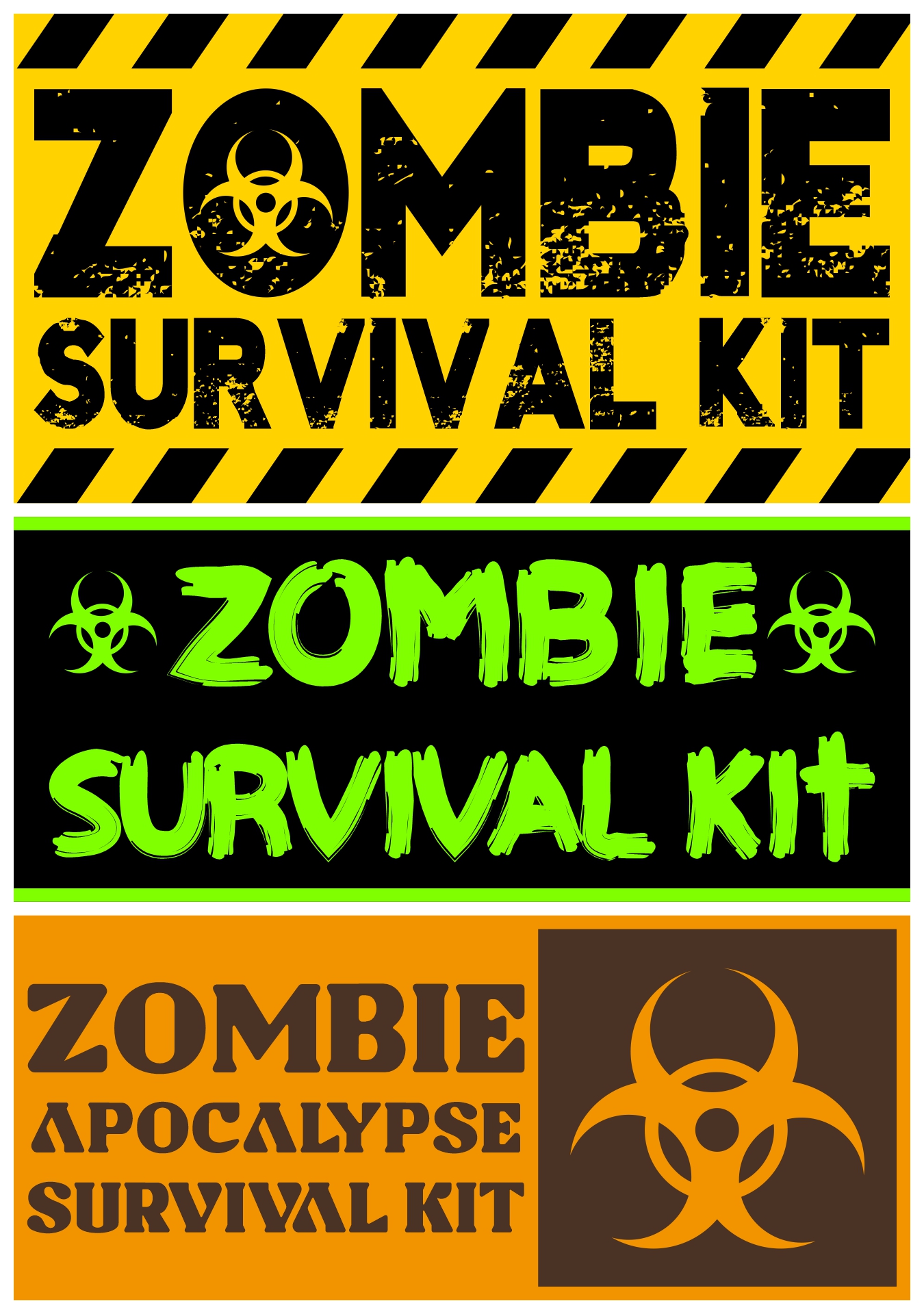 Printable Labels for Zombie Defense Kit