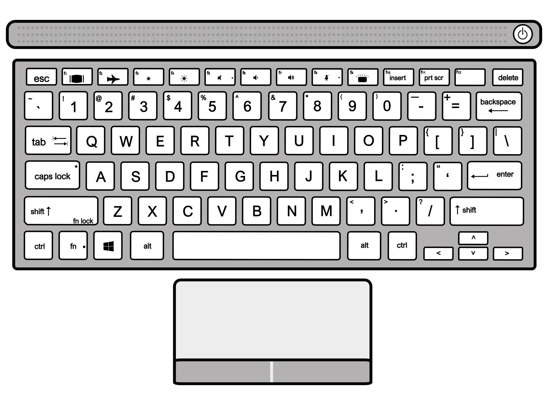 Printable Laptop Keyboard Layout