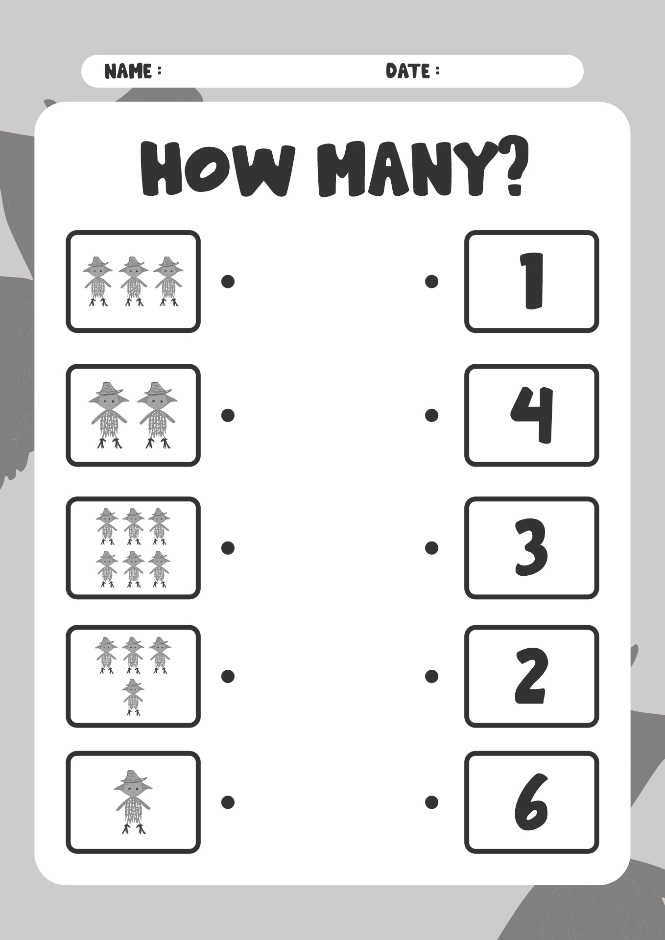 Printable Scarecrow Math Worksheets for Kids