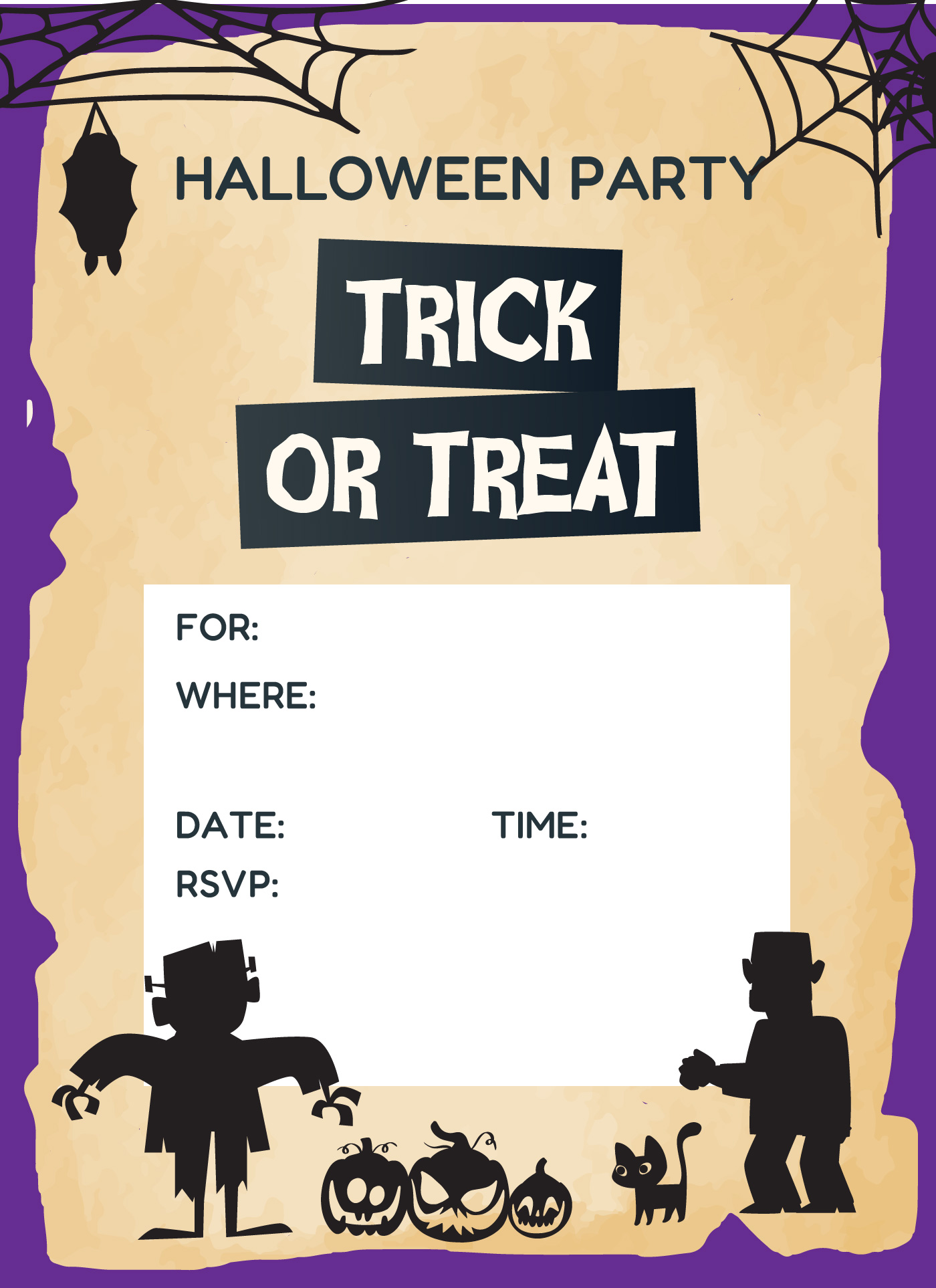 Printable Spider Halloween Party Invitations