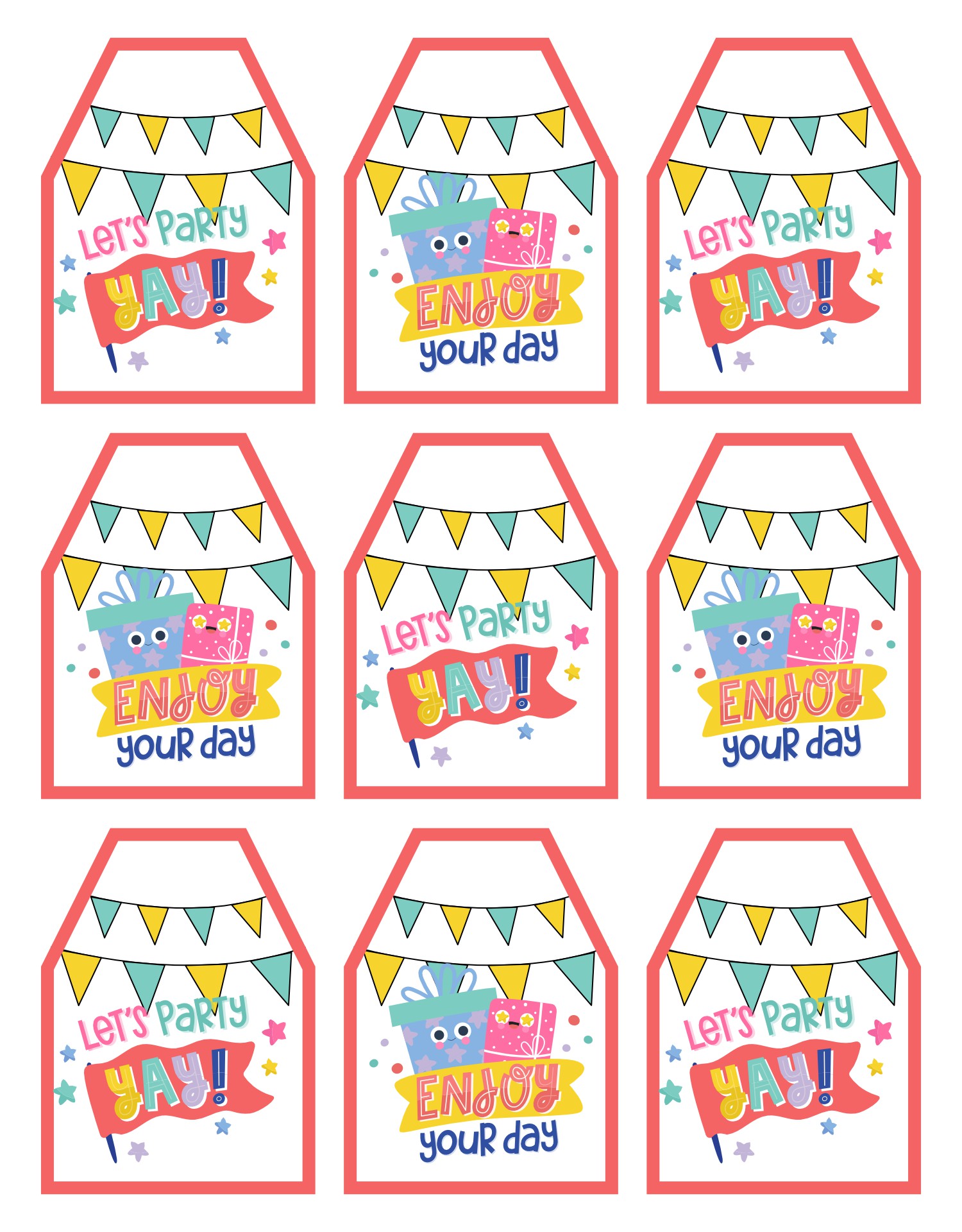 Printable Treat Bag Tags for Kids Parties