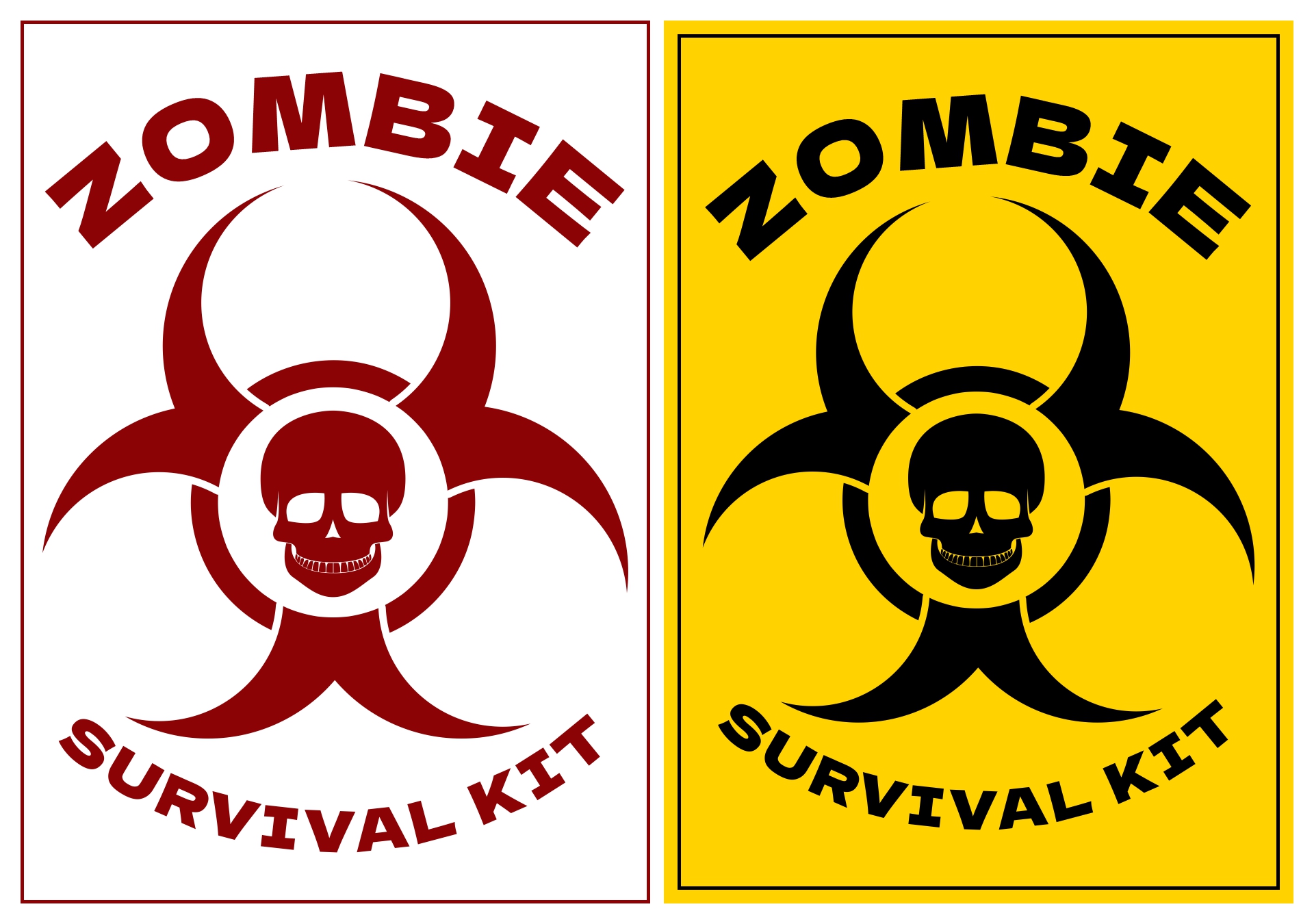 Printable Zombie Survival Pack Labels