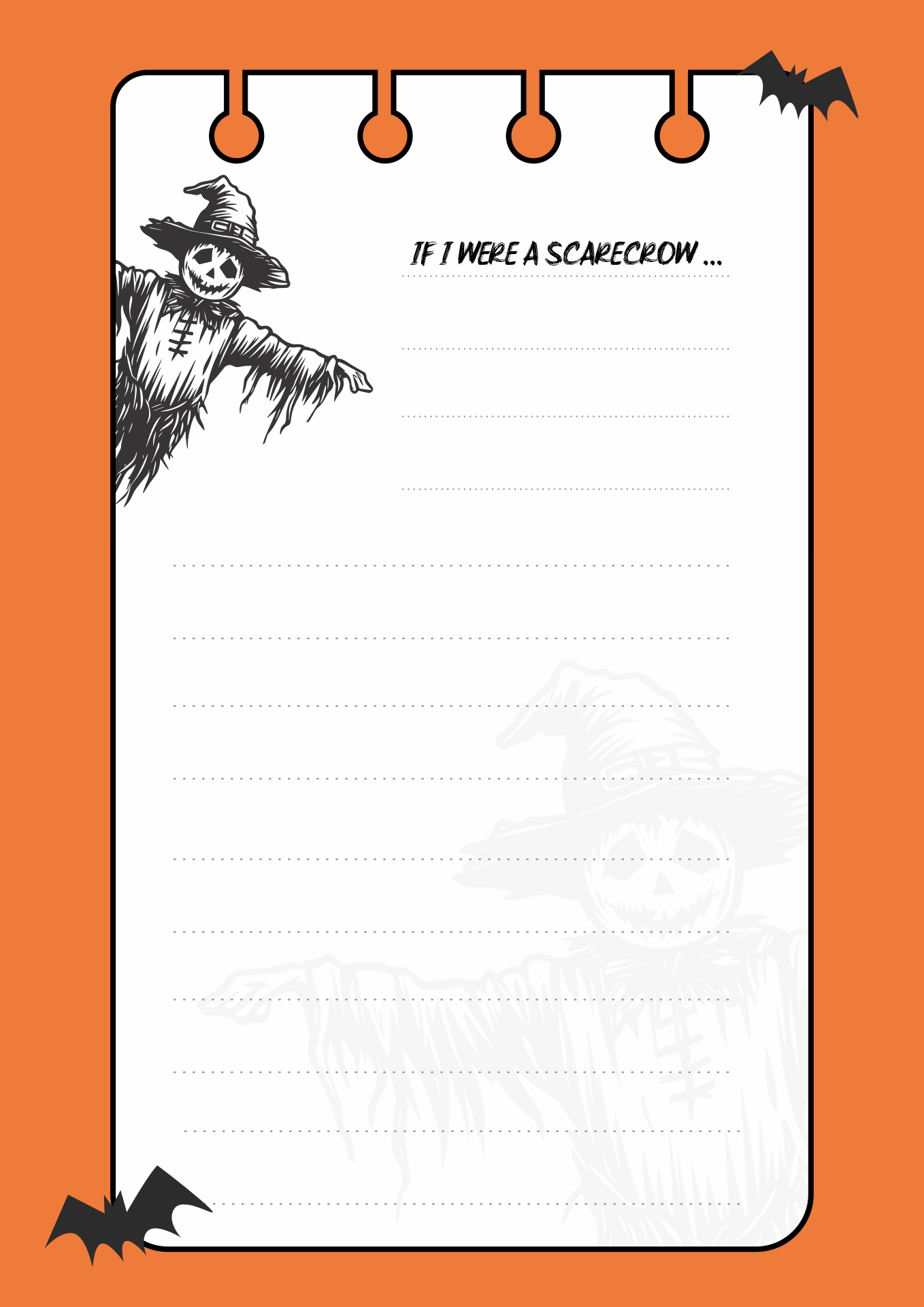 Scarecrow Pumpkin-Themed Writing Worksheets