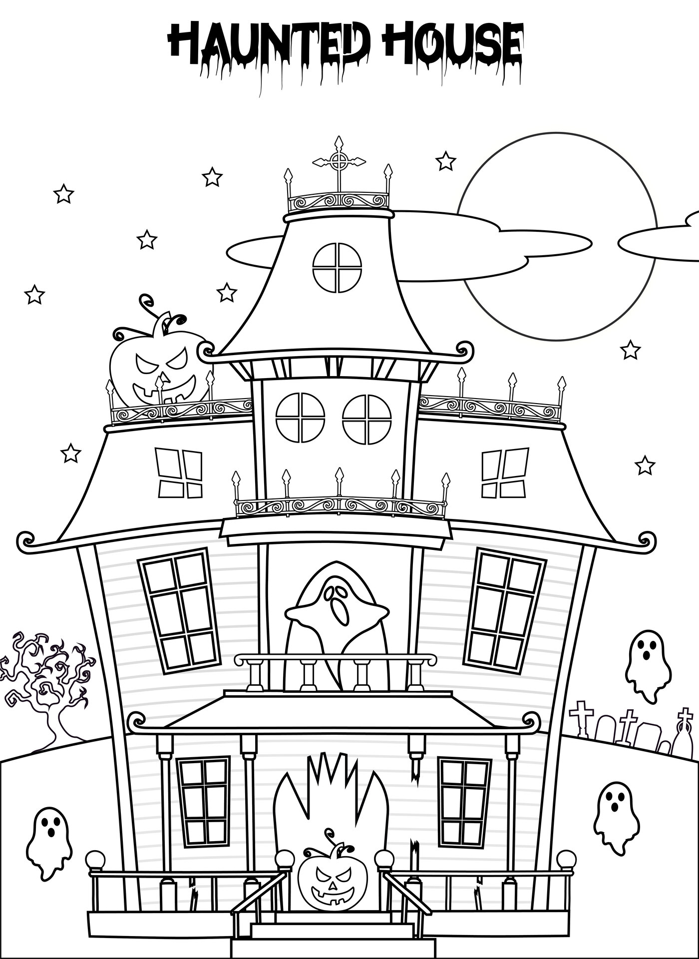 Spooky Haunted Mansion Coloring Sheets