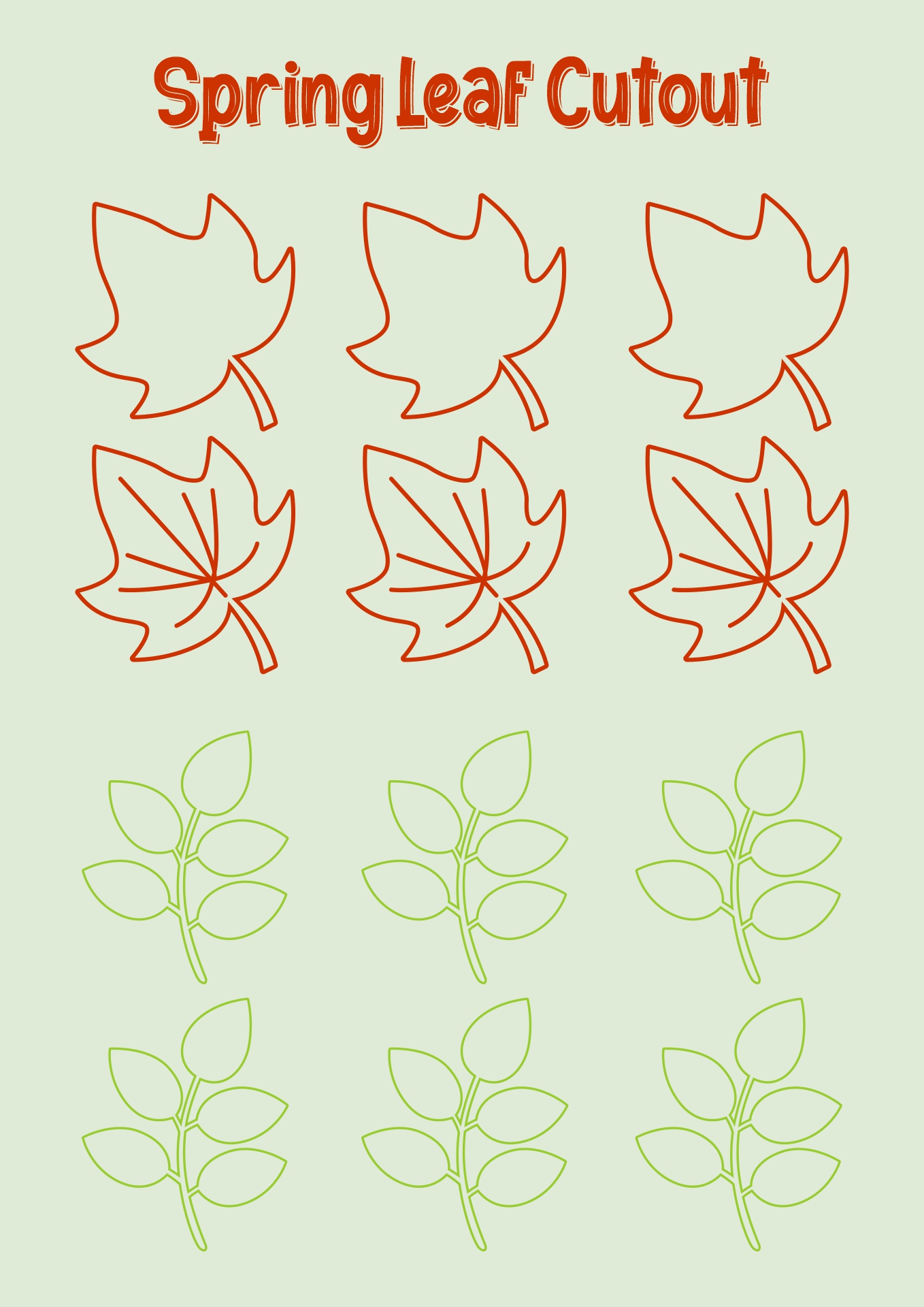 Spring Leaf Cutouts Printable