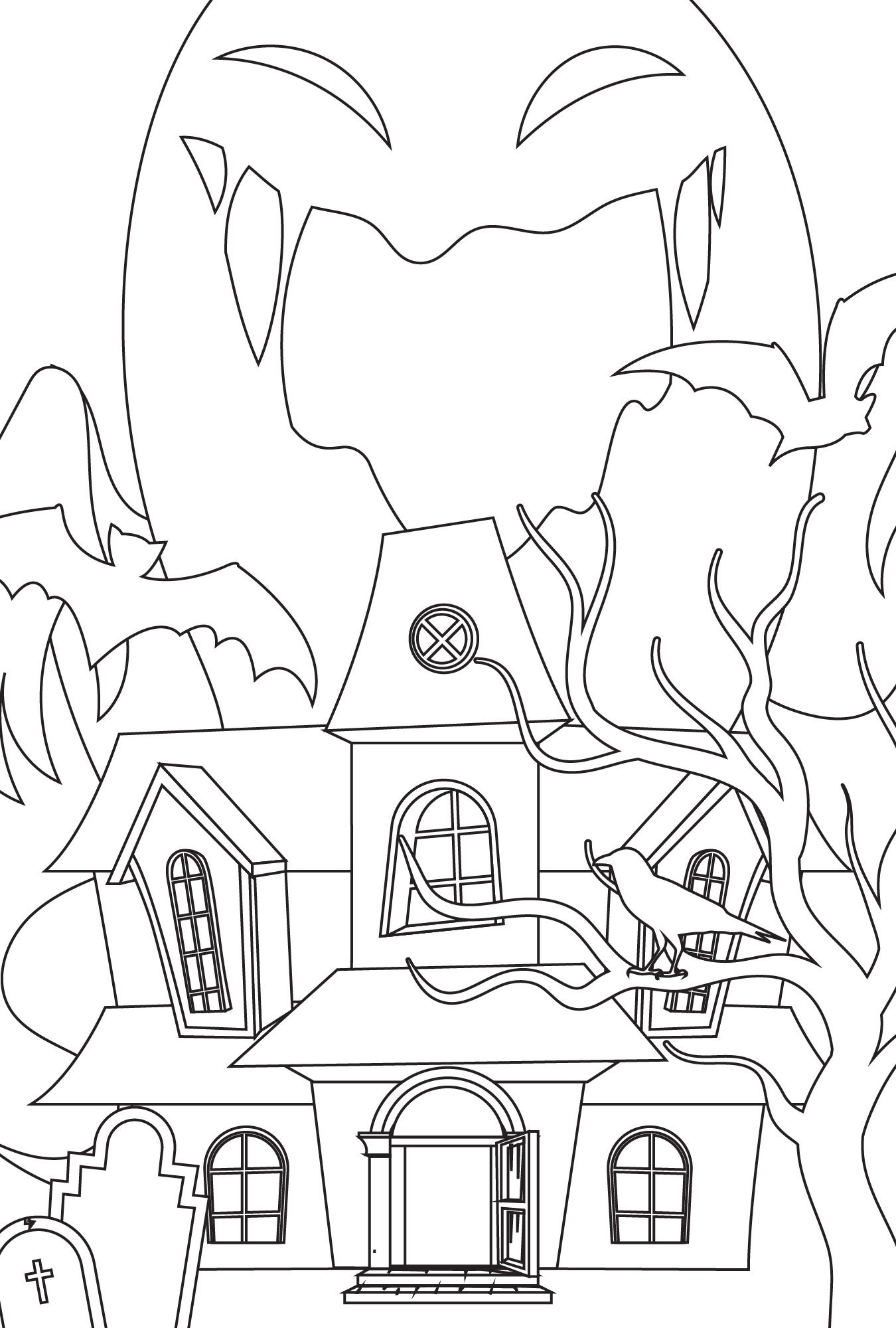 Terrifying Haunted House with Ghosts Coloring Pages