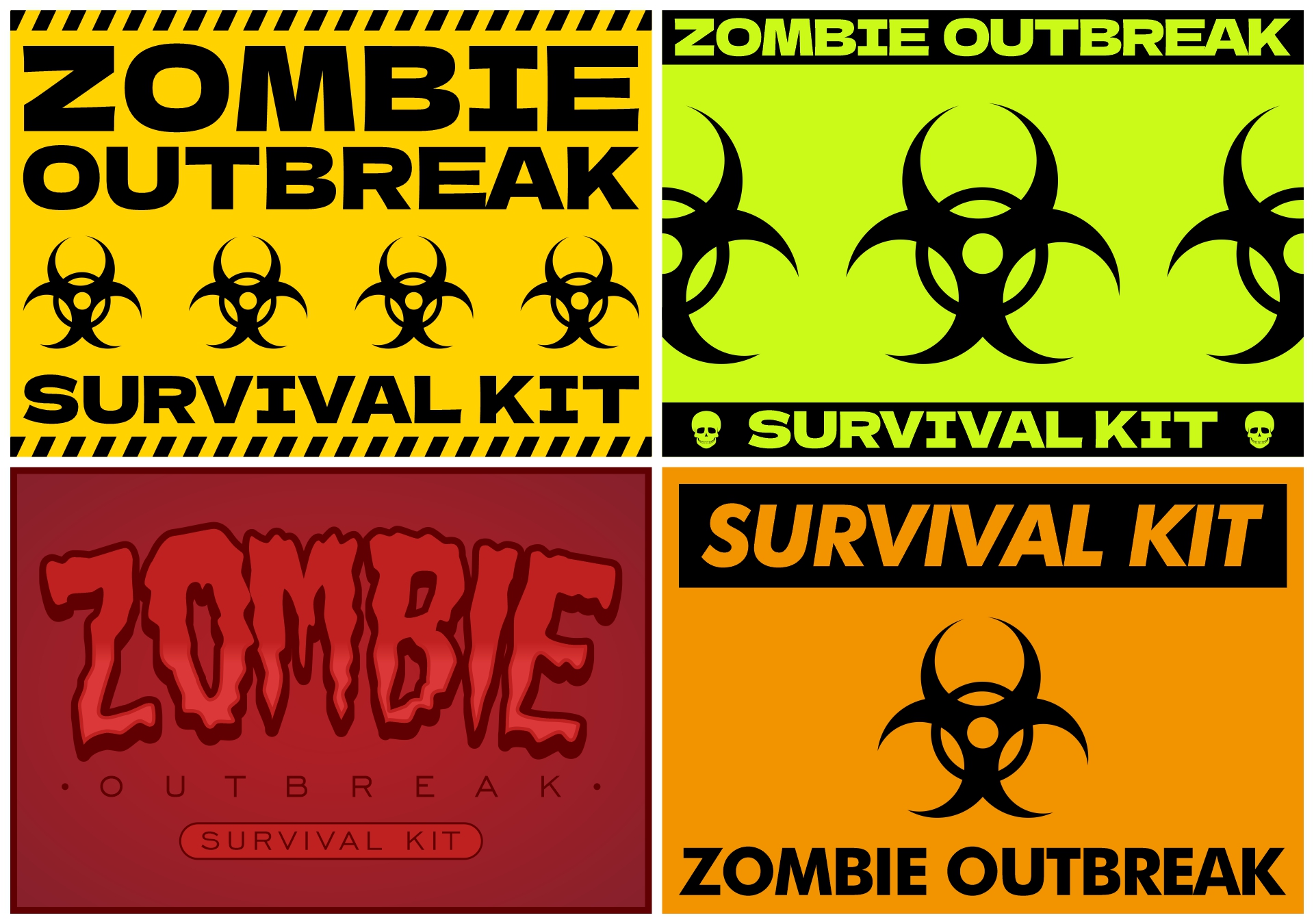 Zombie Preparedness Kit Printable Tags