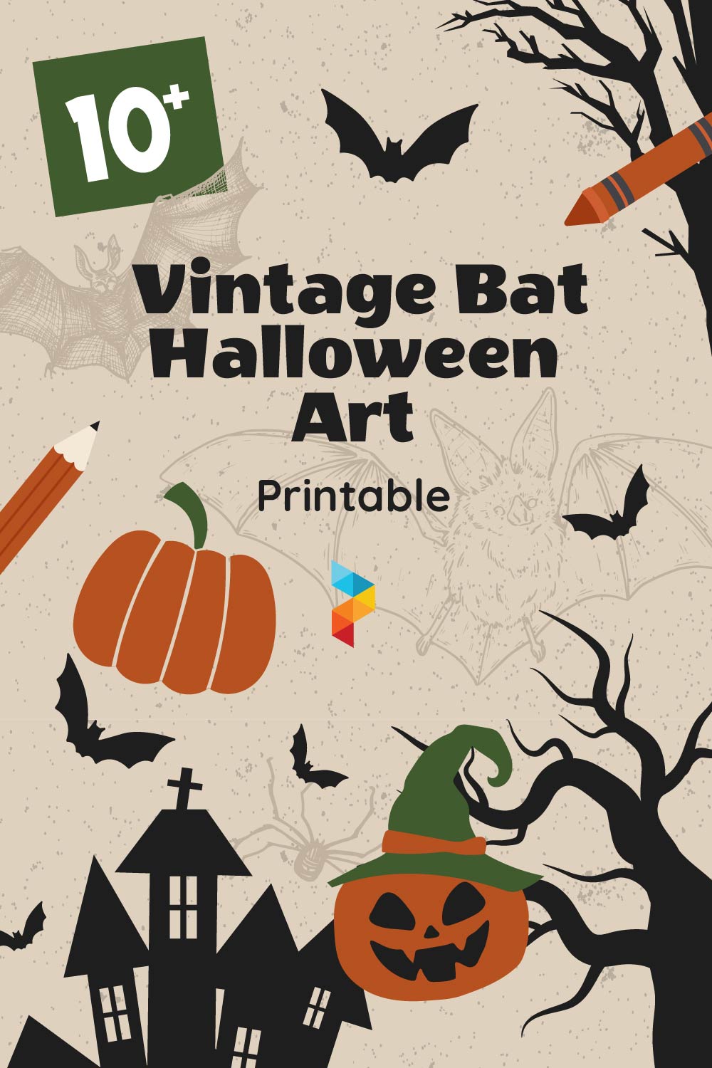 Vintage Bat Halloween Art