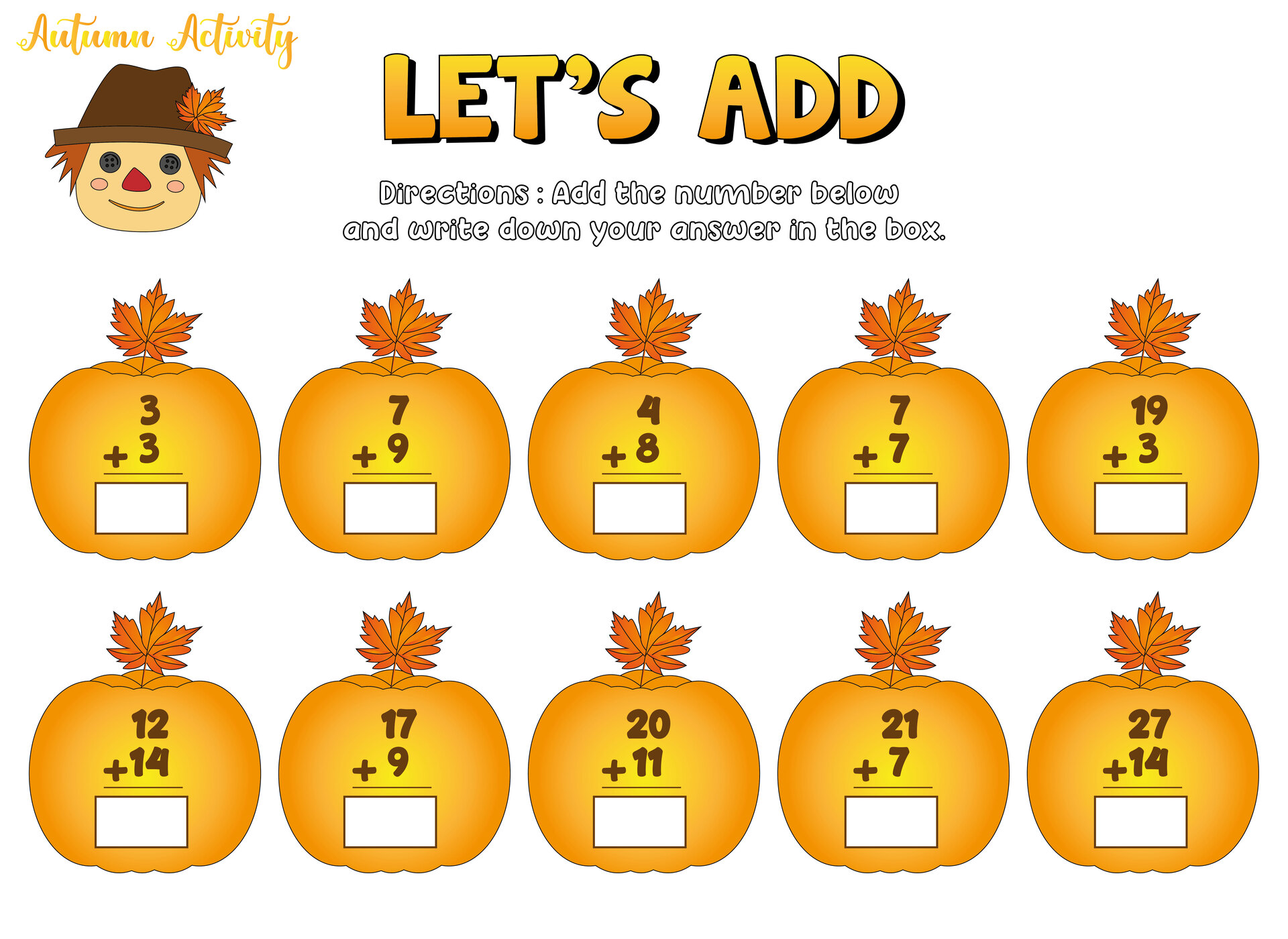 Autumn Pumpkin Activity Pages