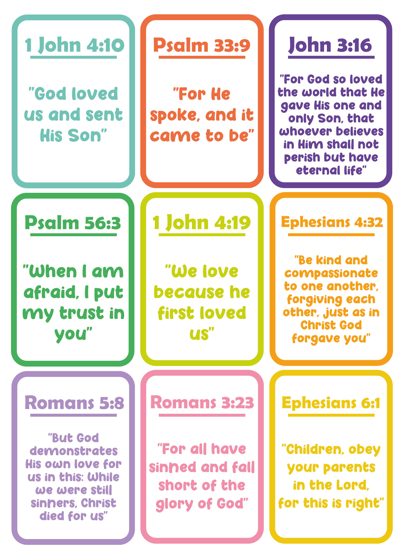 Awana Bible Memory Verse Cards