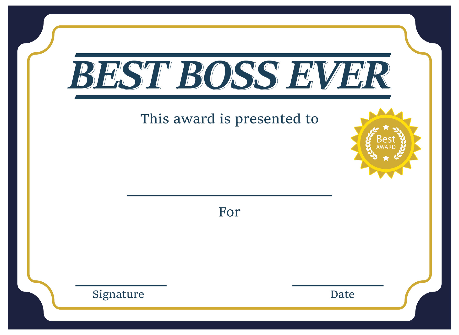 Best Boss Appreciation Certificate Printable