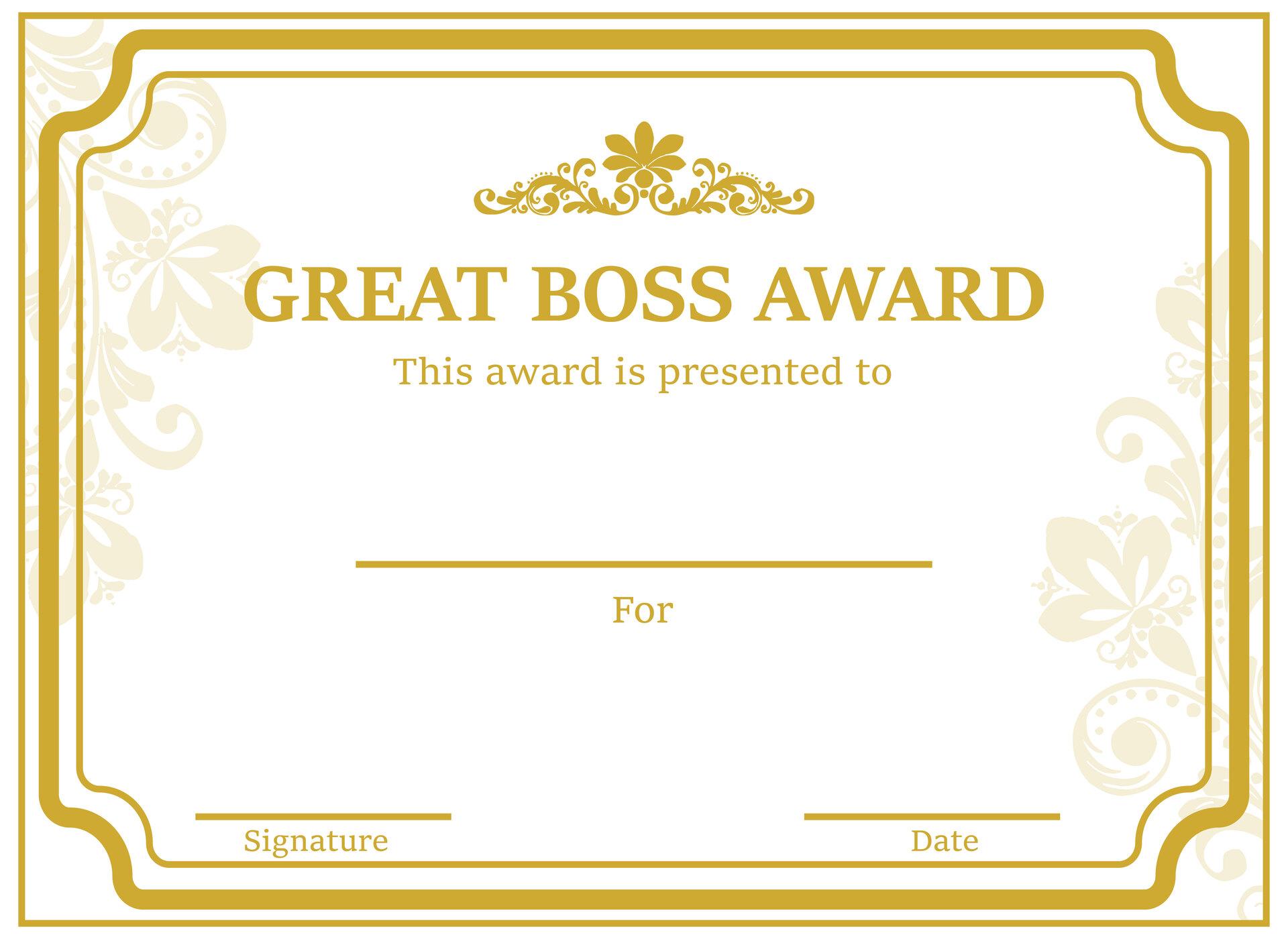 Best Boss Award Certificate Template