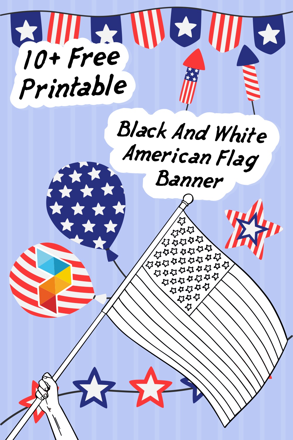 Black And White American Flag Banner