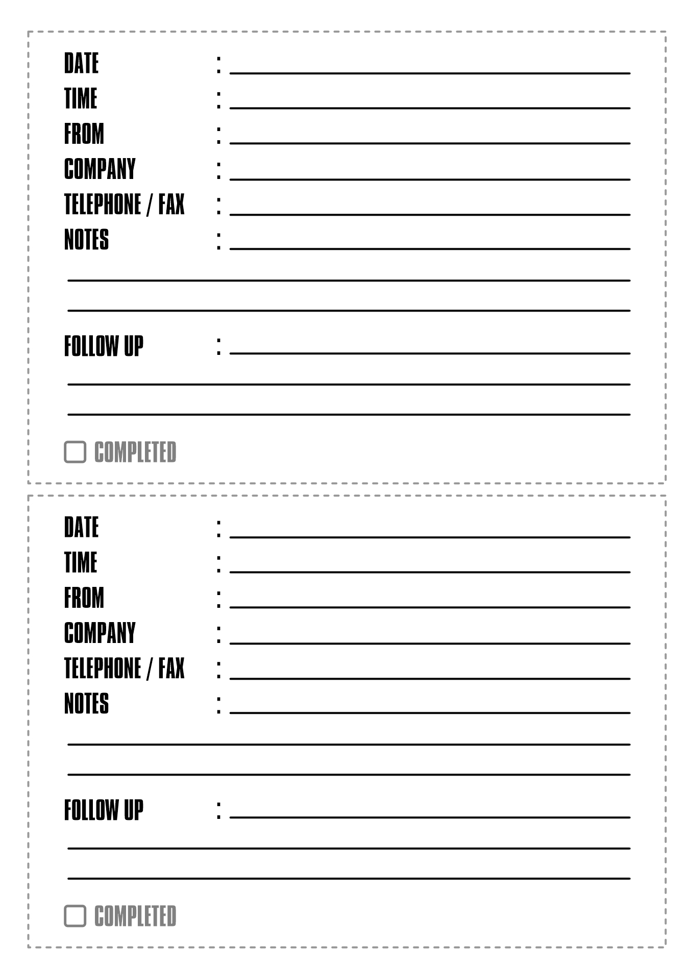 Business Voice Mail Record Pad Printable