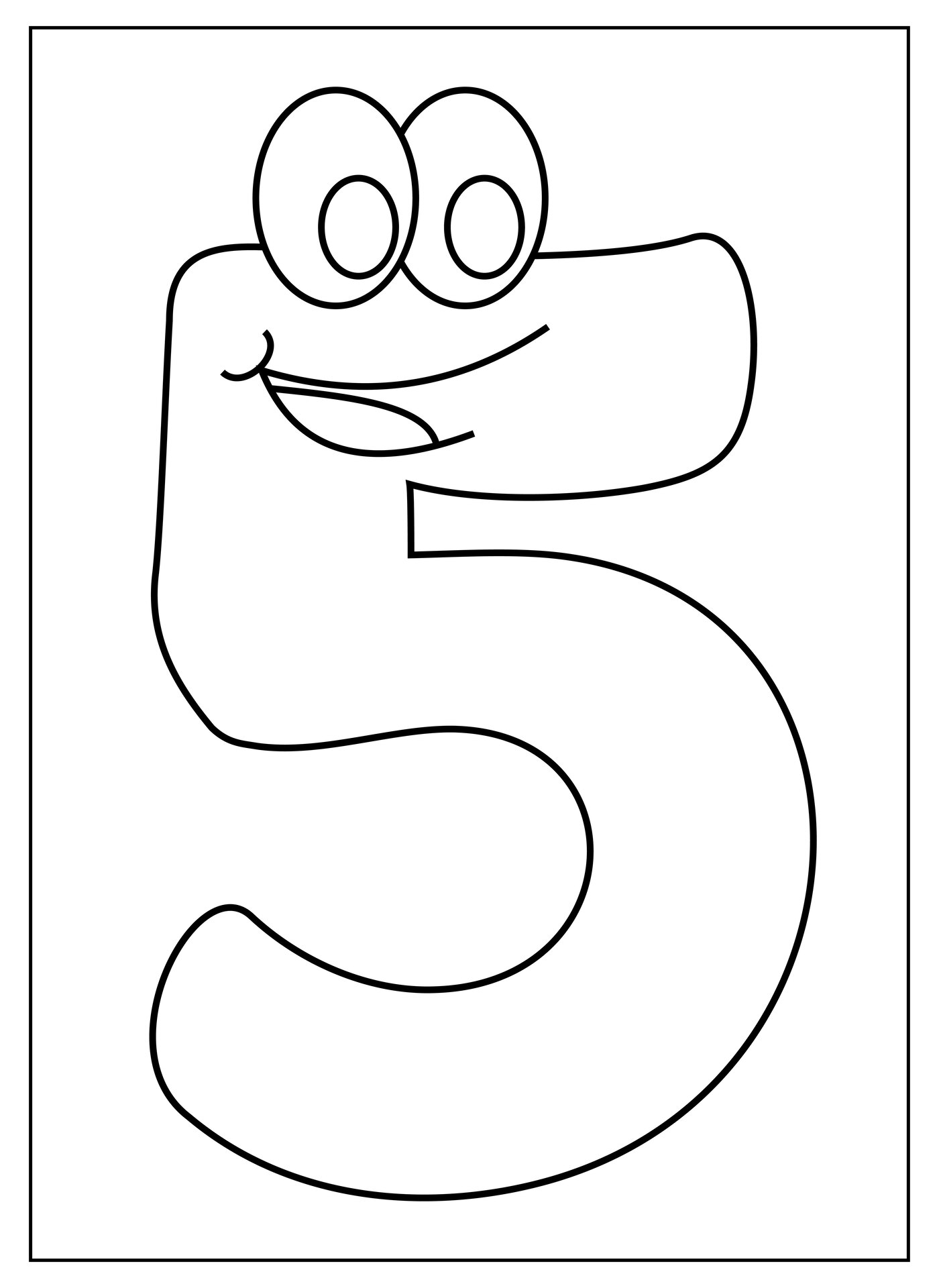 Colorable Number 5 Printable Sheet