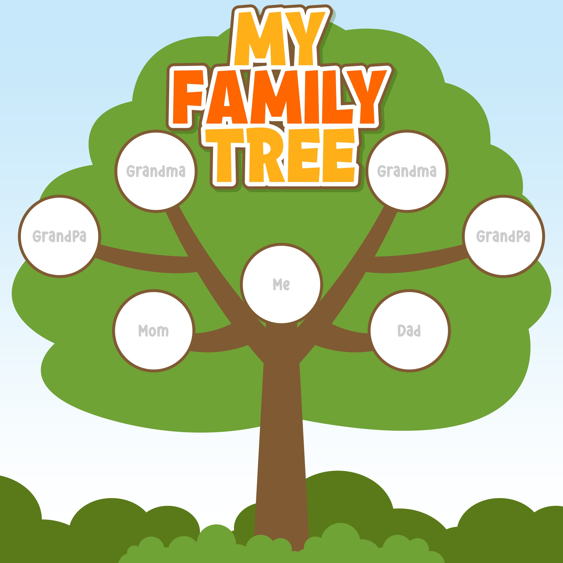 Colorful Family Tree Printable for Children