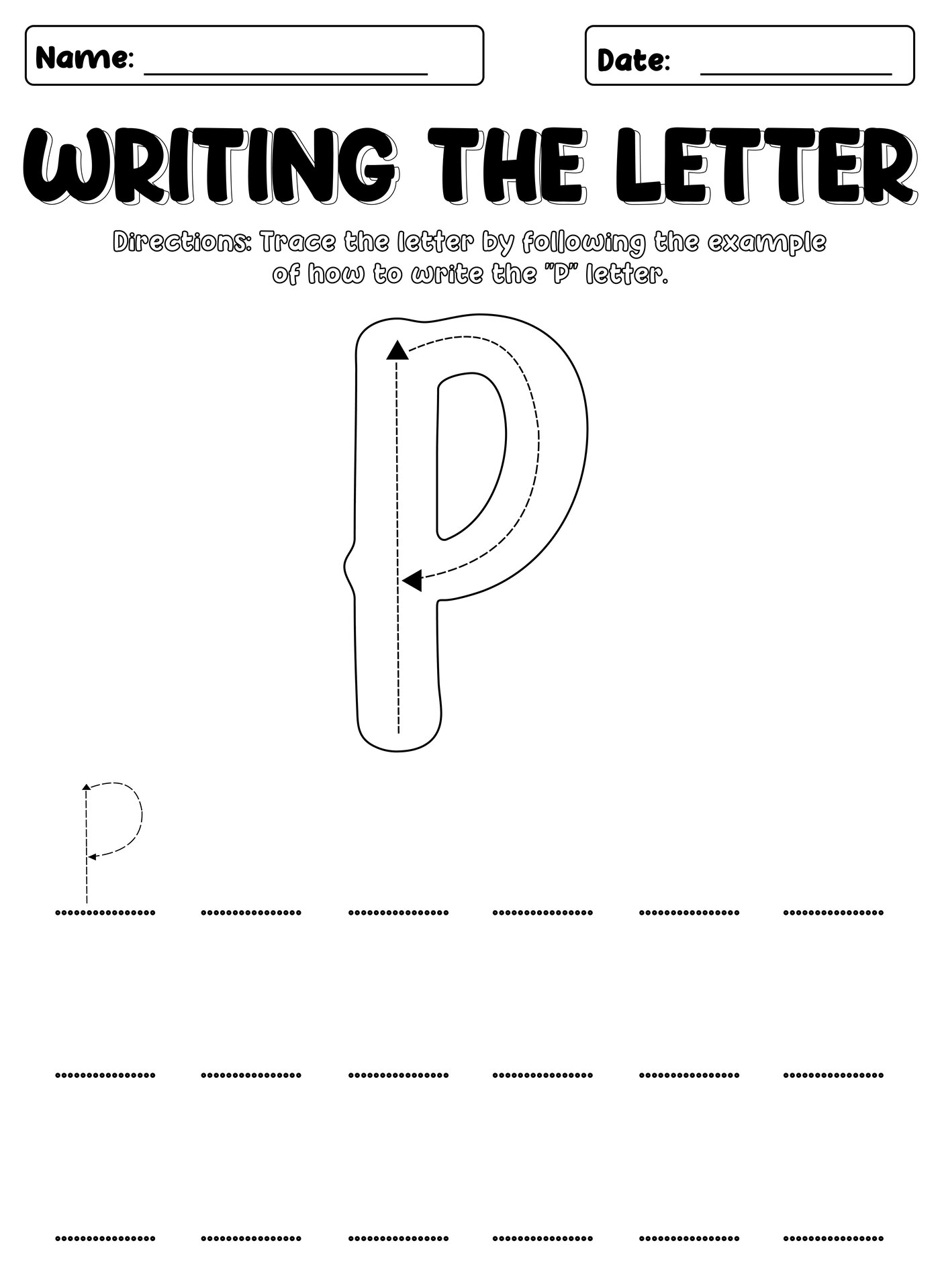 Cute Letter P Handwriting Printables