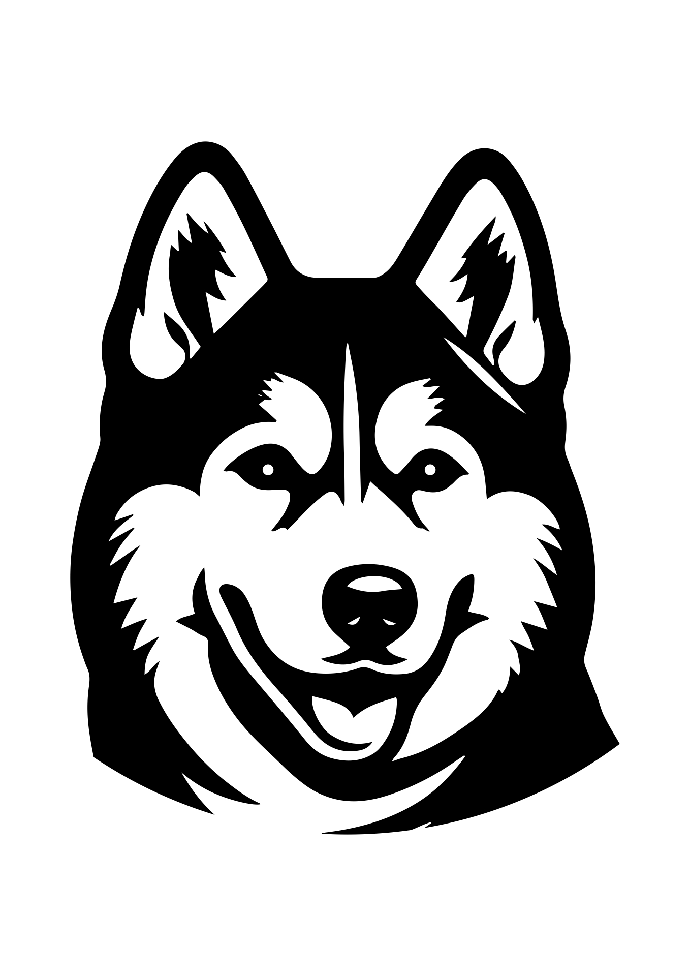 Detailed Husky Faces Pumpkin Stencils