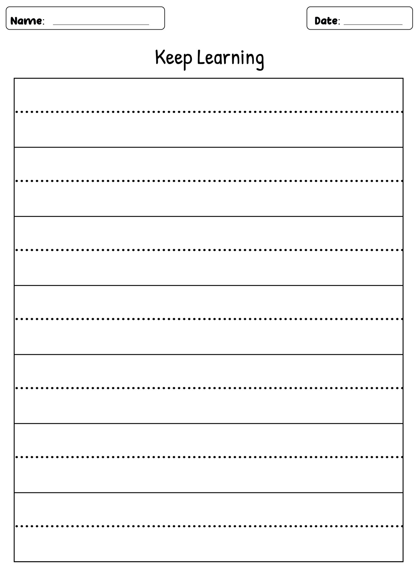 Dotted Line Writing Paper for First Grade