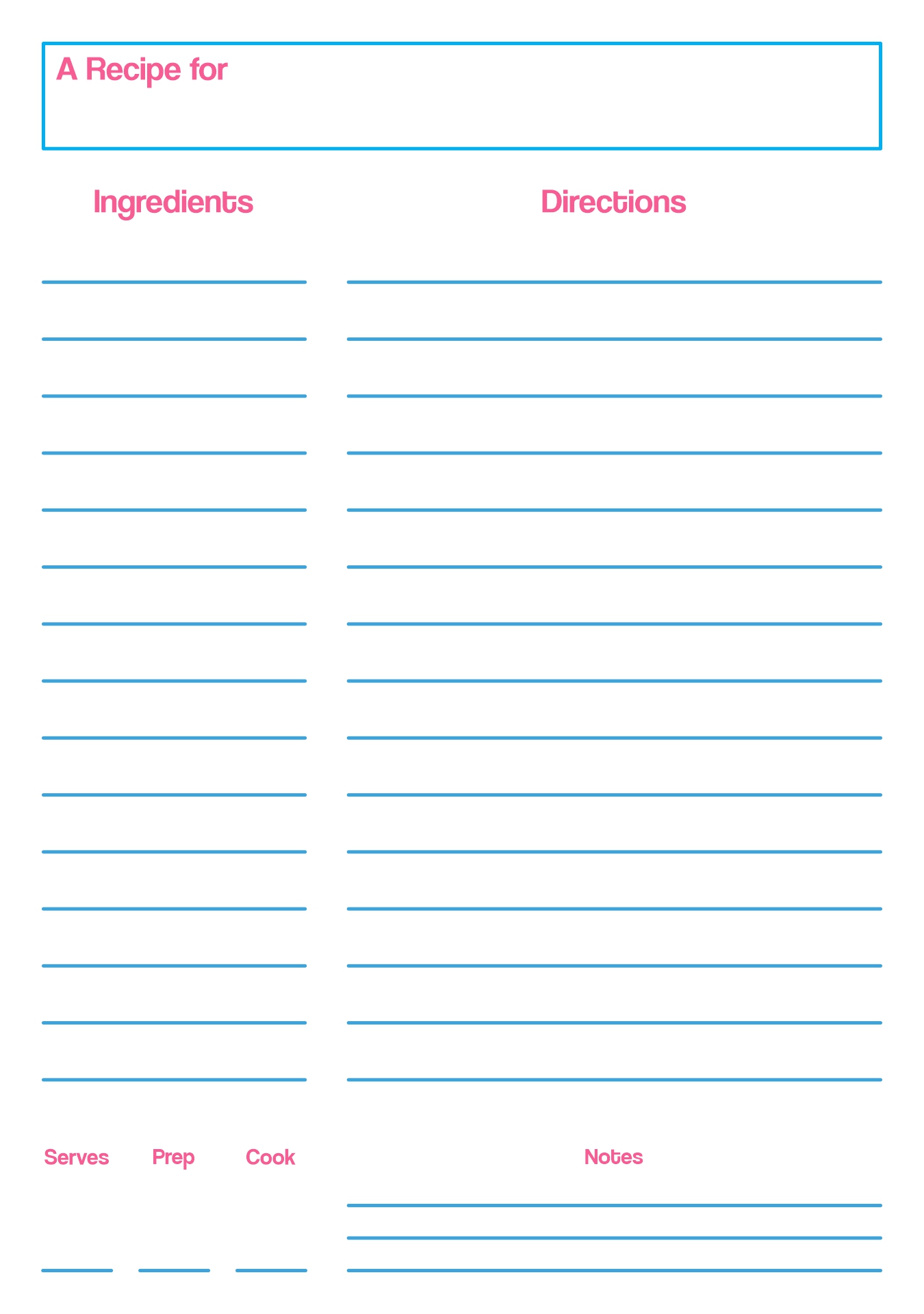 Full Page Recipe Organizer Printout