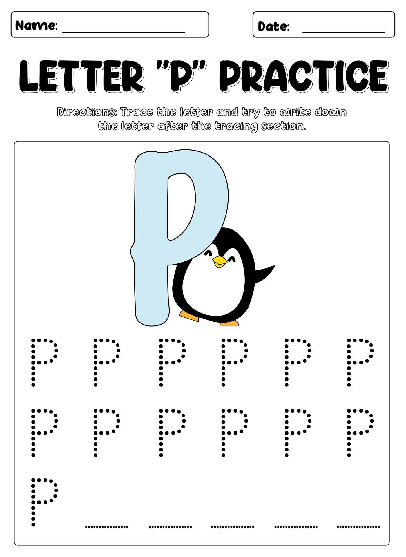 Fun Letter P Practice Sheets