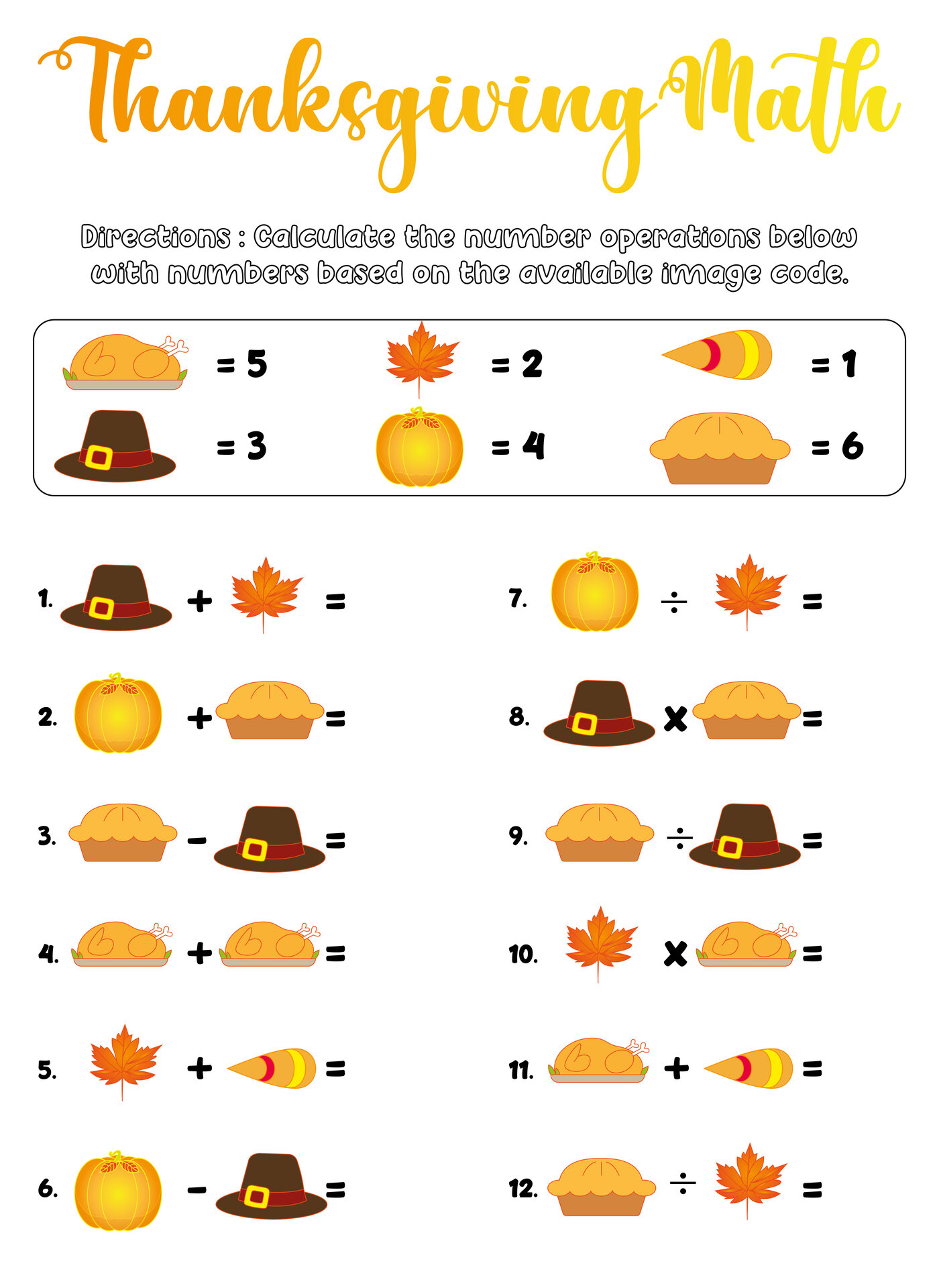 Grade 5 Thanksgiving Math Worksheets