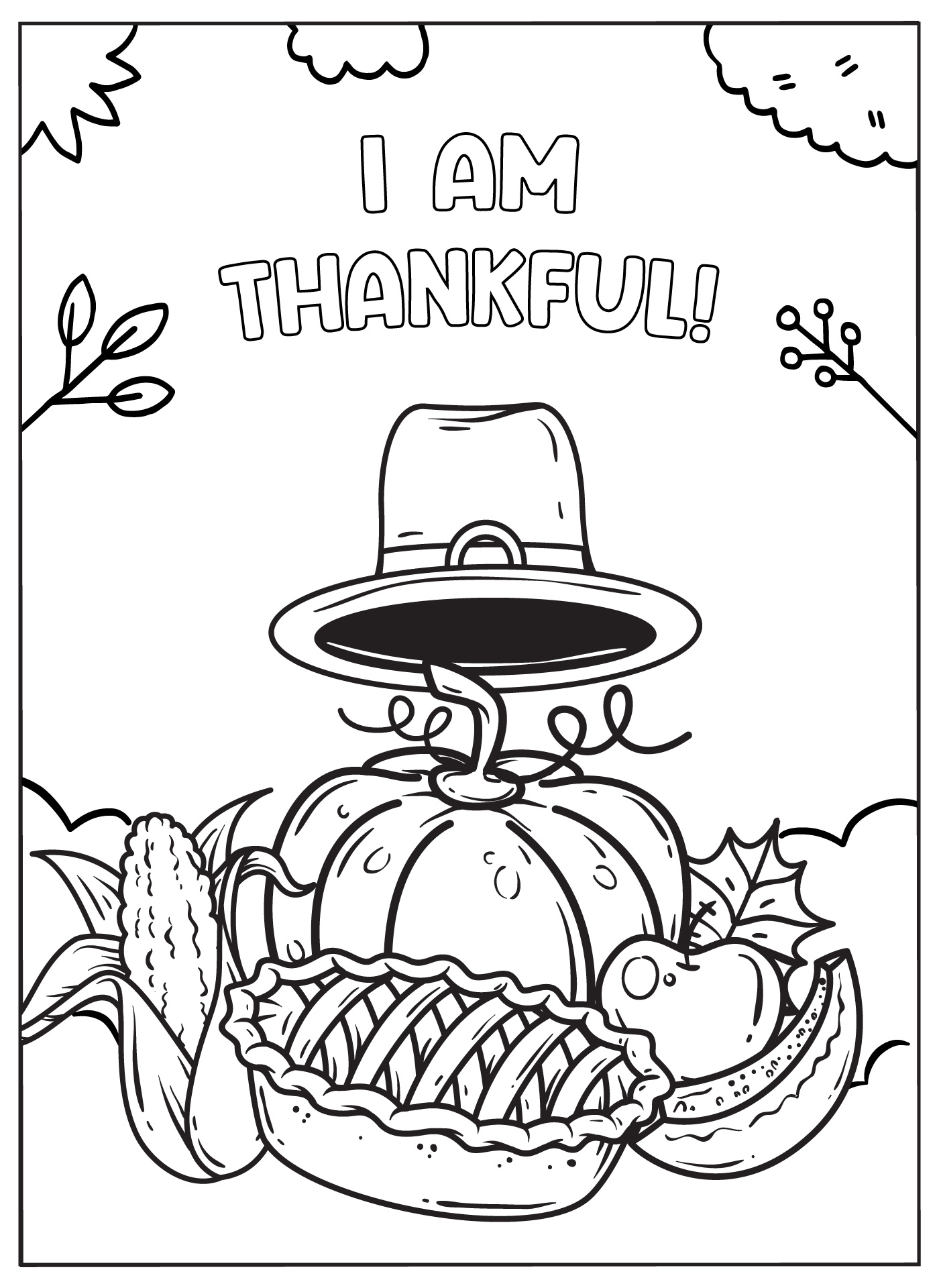 I Am Thankful For Family Coloring Pages