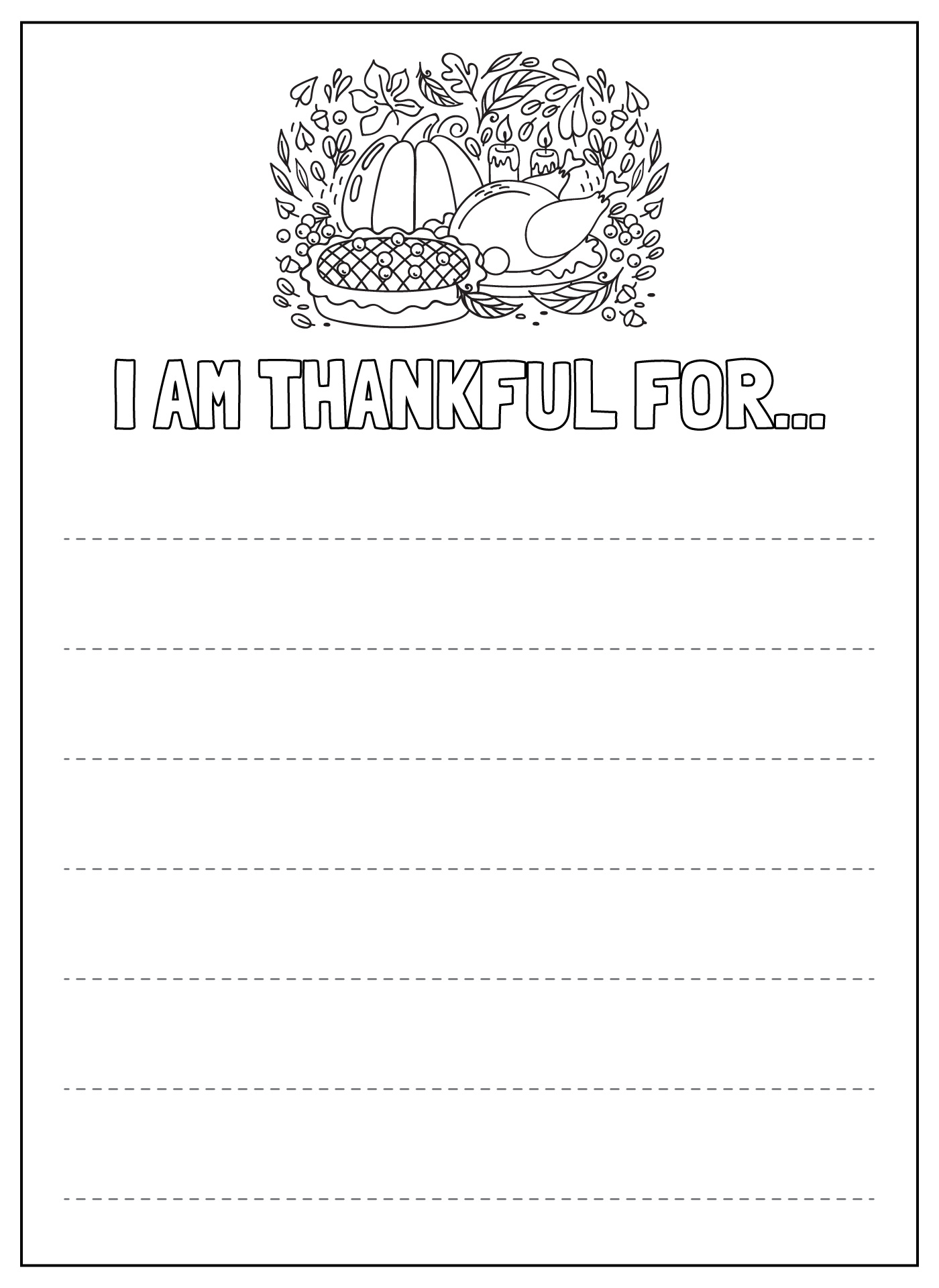 I Am Thankful For List Coloring Activities