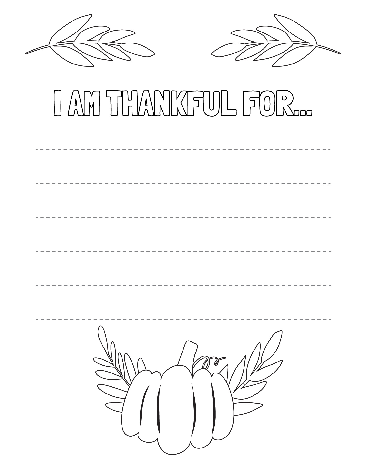 I Am Thankful For Thanksgiving Coloring Pages