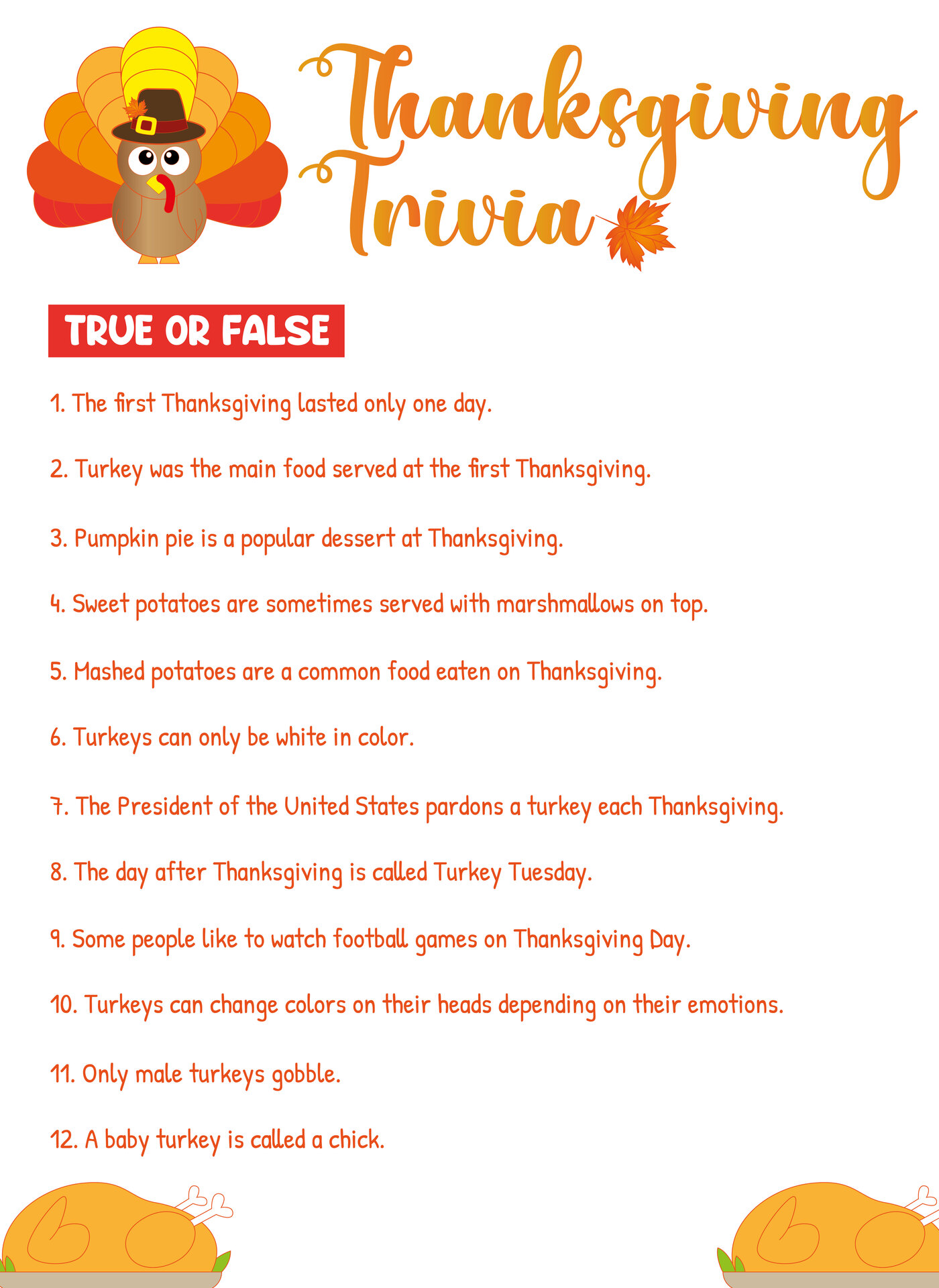 Kids Friendly Thanksgiving Trivia Questions