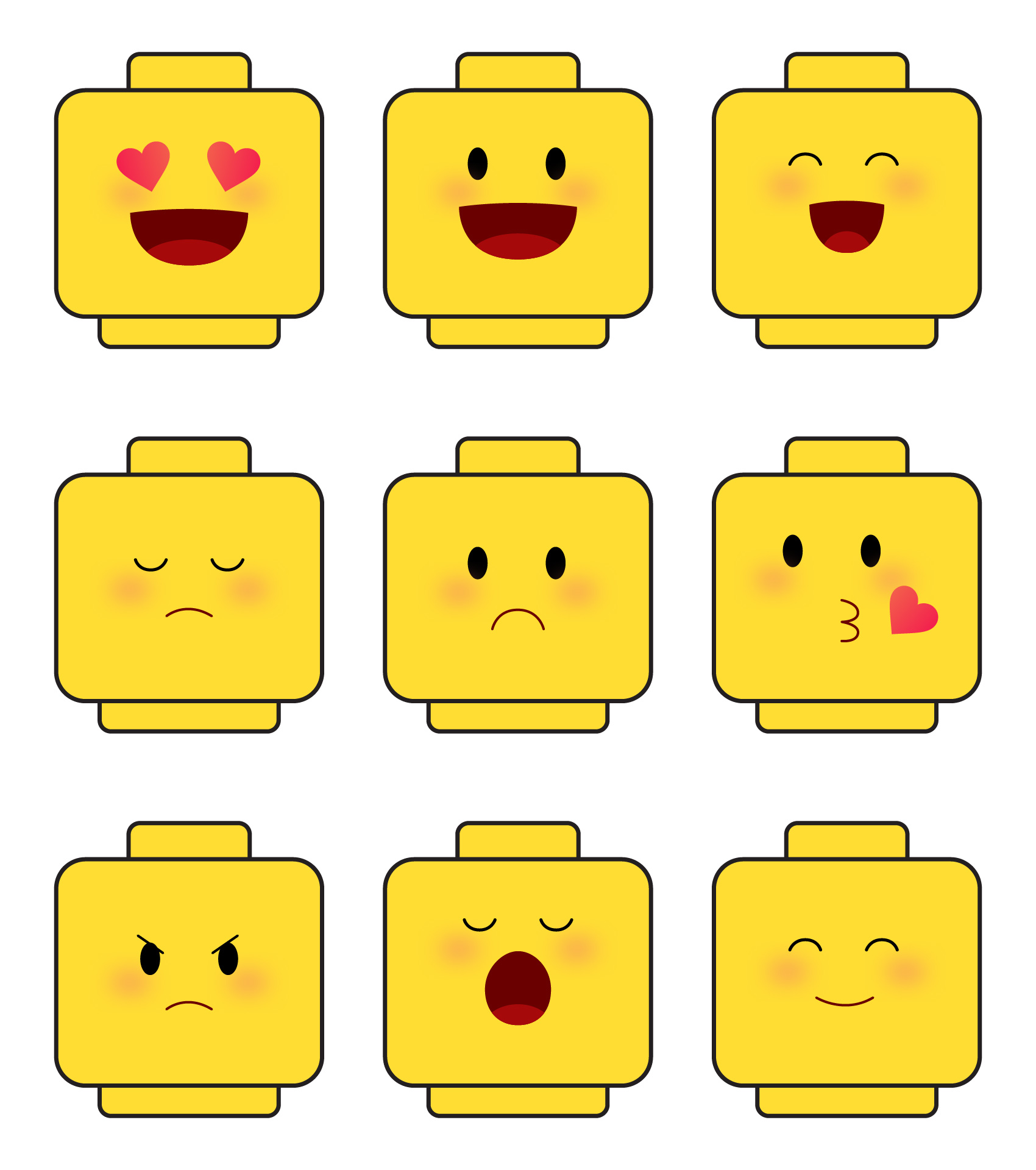 LEGO Character Emotion Faces Printout