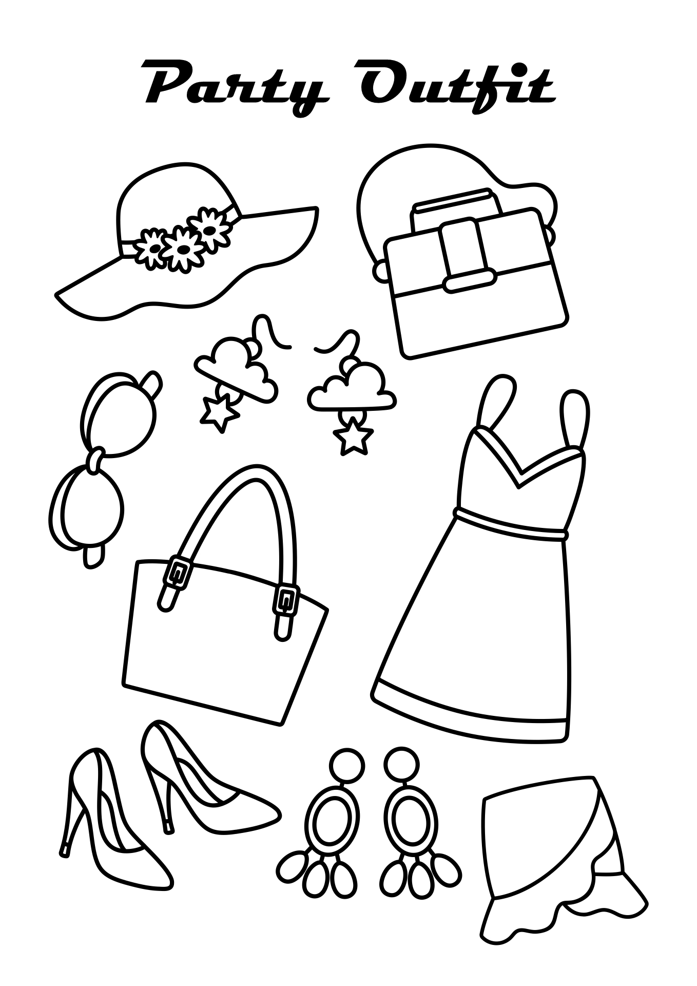 Party Wear Coloring Pages for Kids