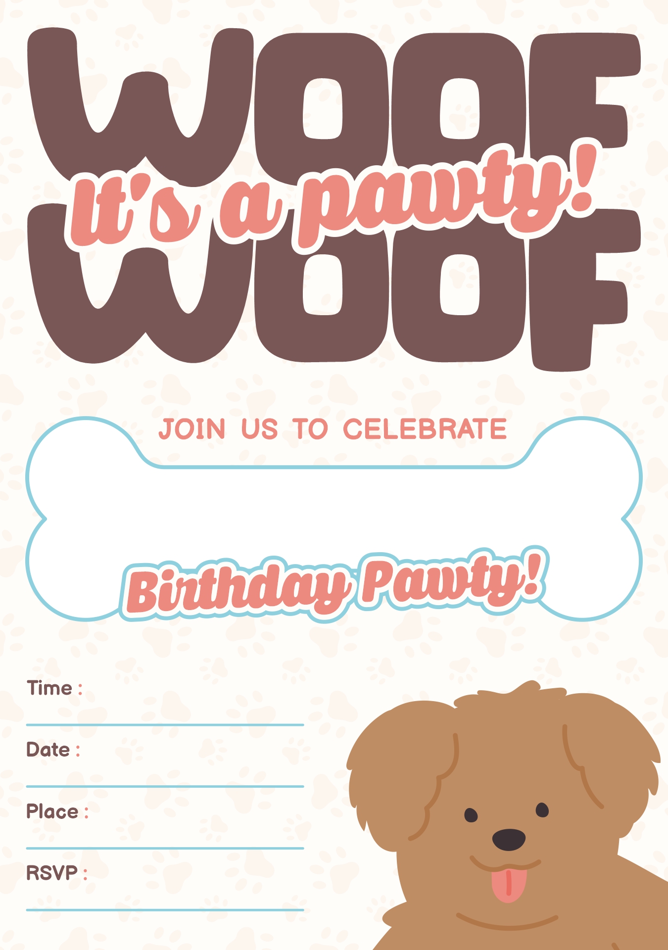 Printable Dog Bone Farewell Party Invitations