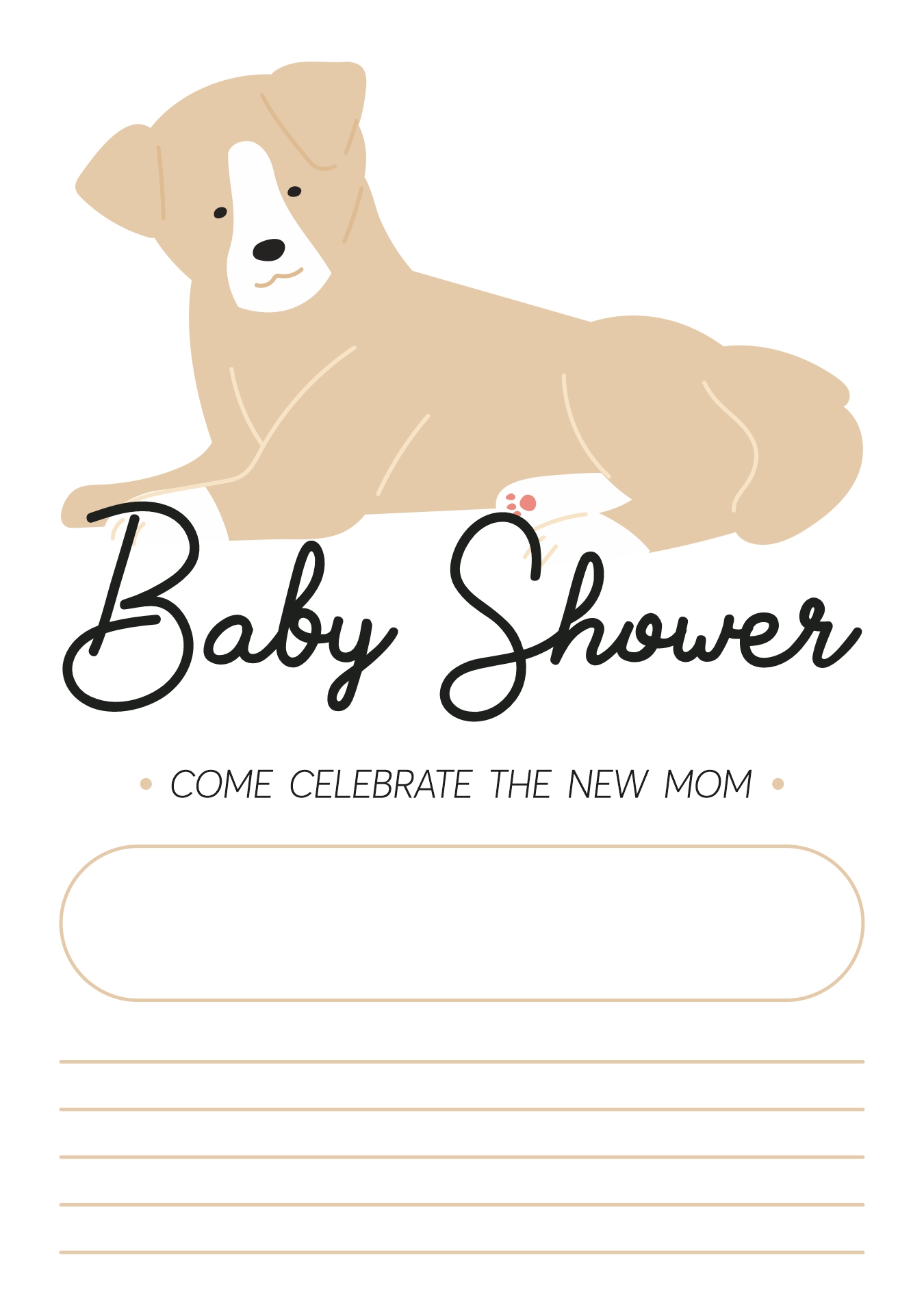 Printable Dog Bone Themed Baby Shower Invitations