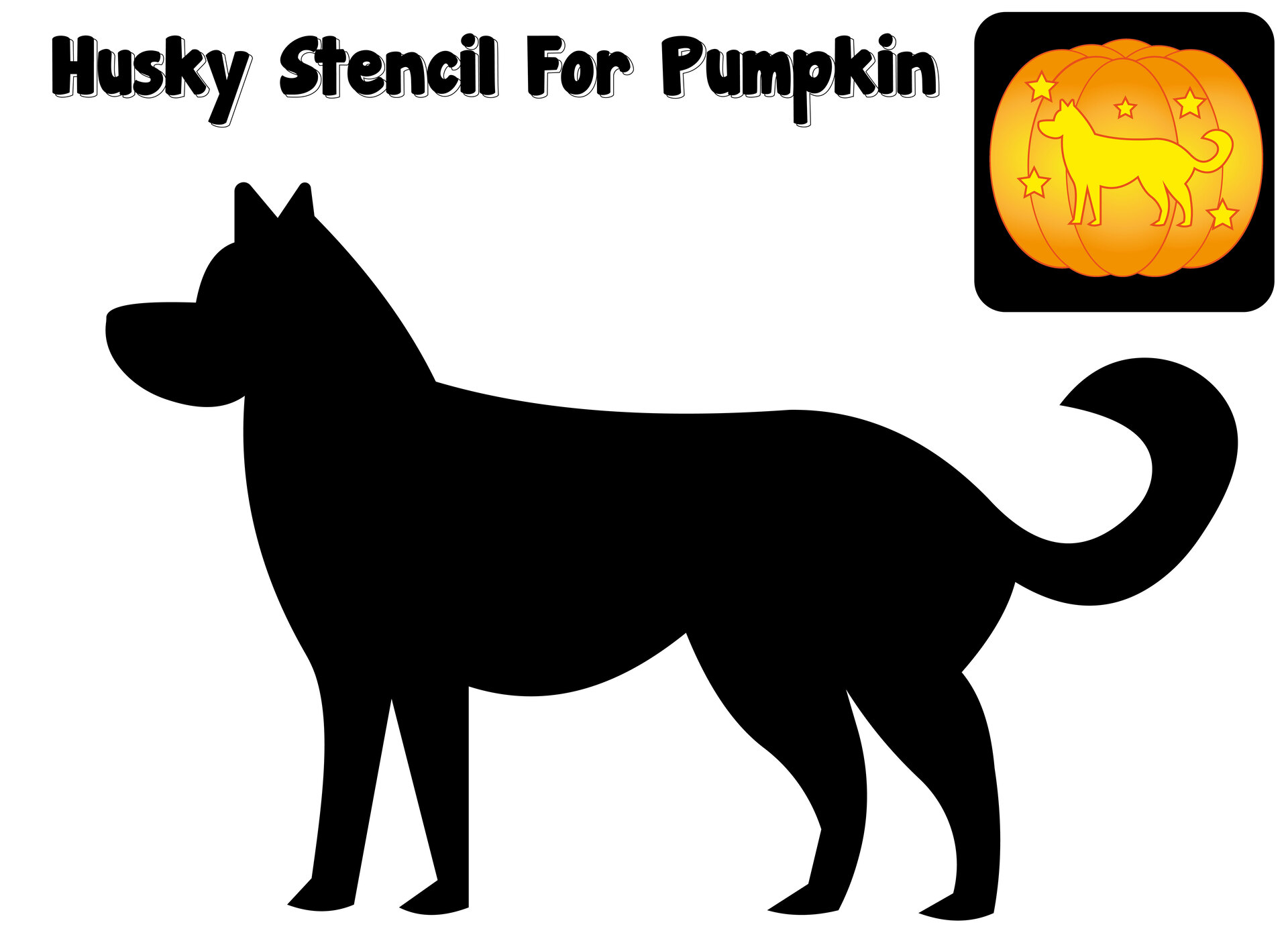 Printable Husky Dog Pumpkin Carving Stencils