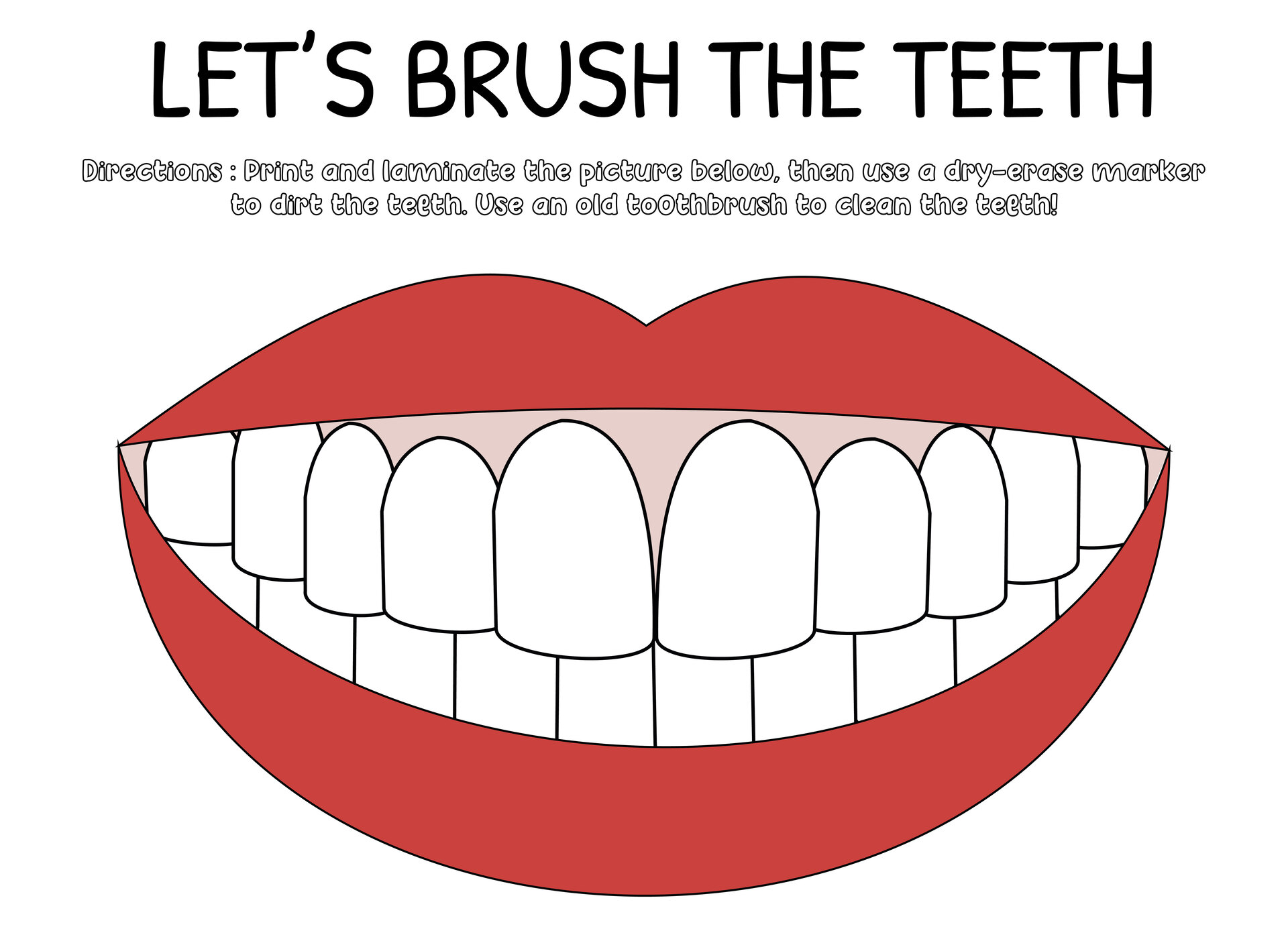 Printable Mouth and Teeth Activities