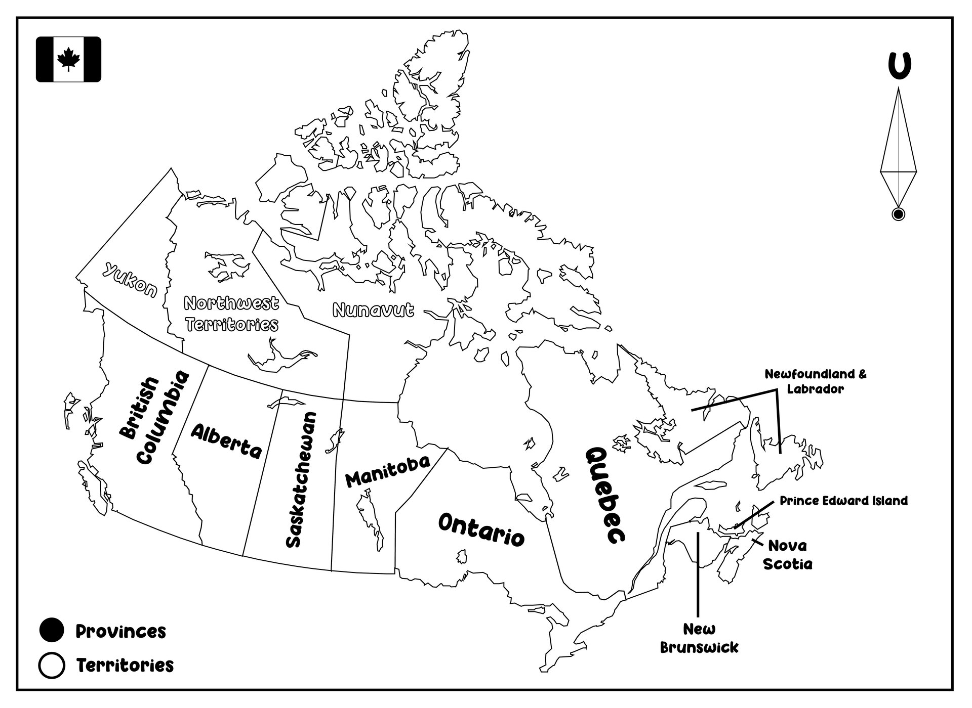 Printable Outline Maps of Canada with Provinces