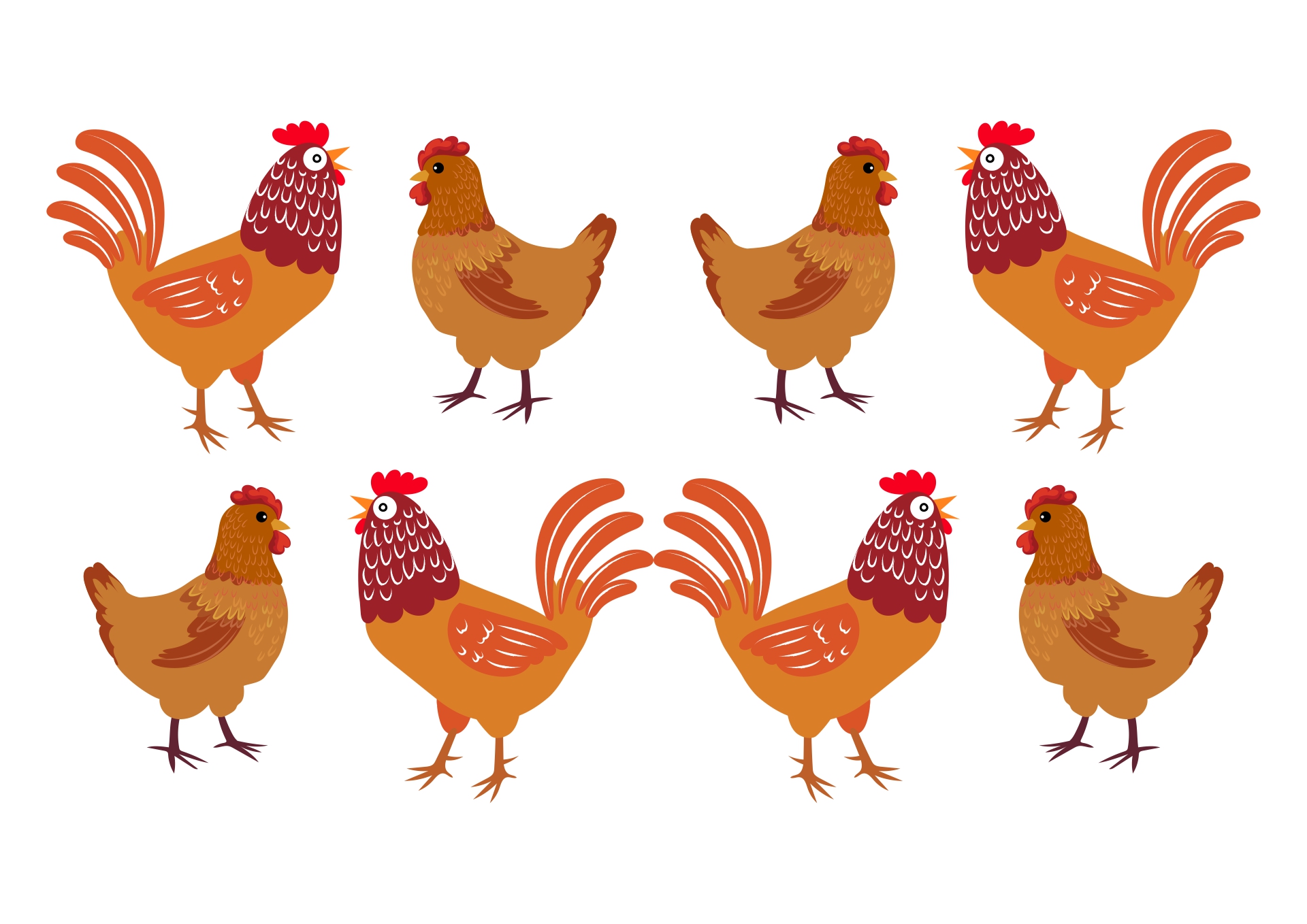 Printable Rooster and Chicken Pattern