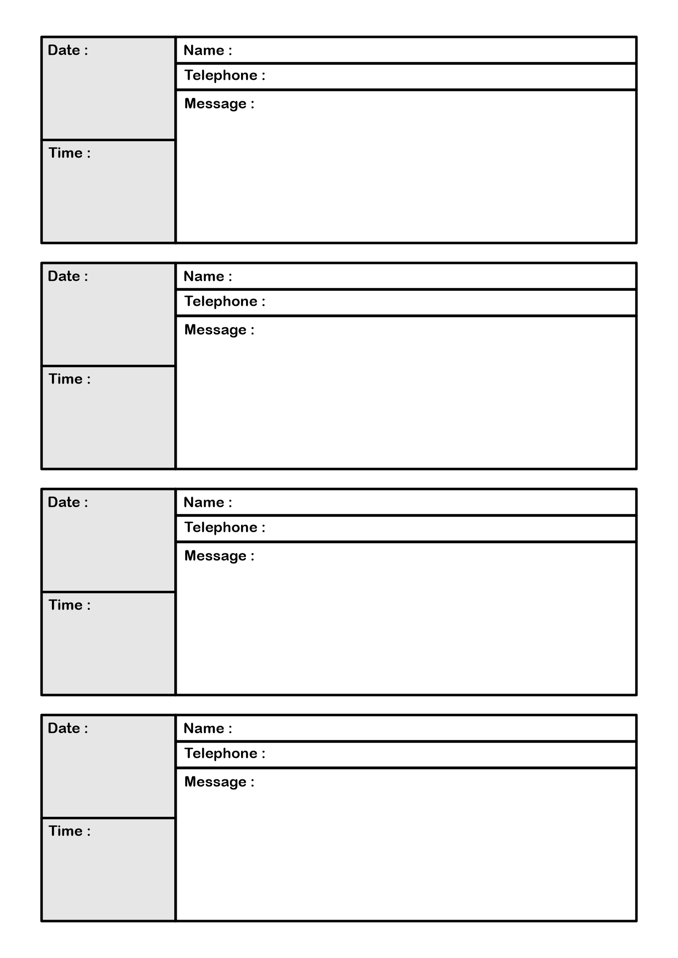 Printable Voice Mail Message Organizer