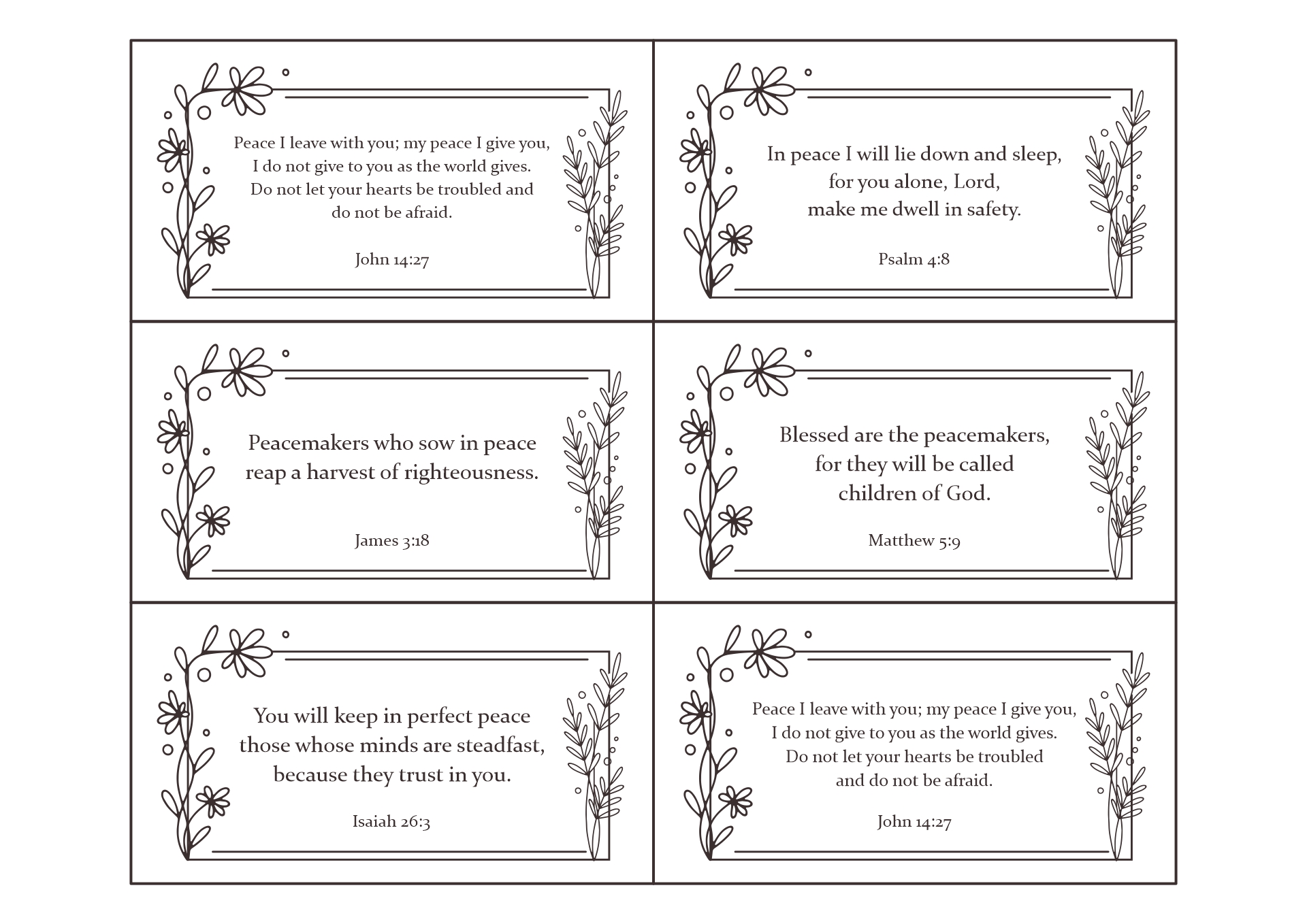 Religious Scripture Cards for Compassion Bags